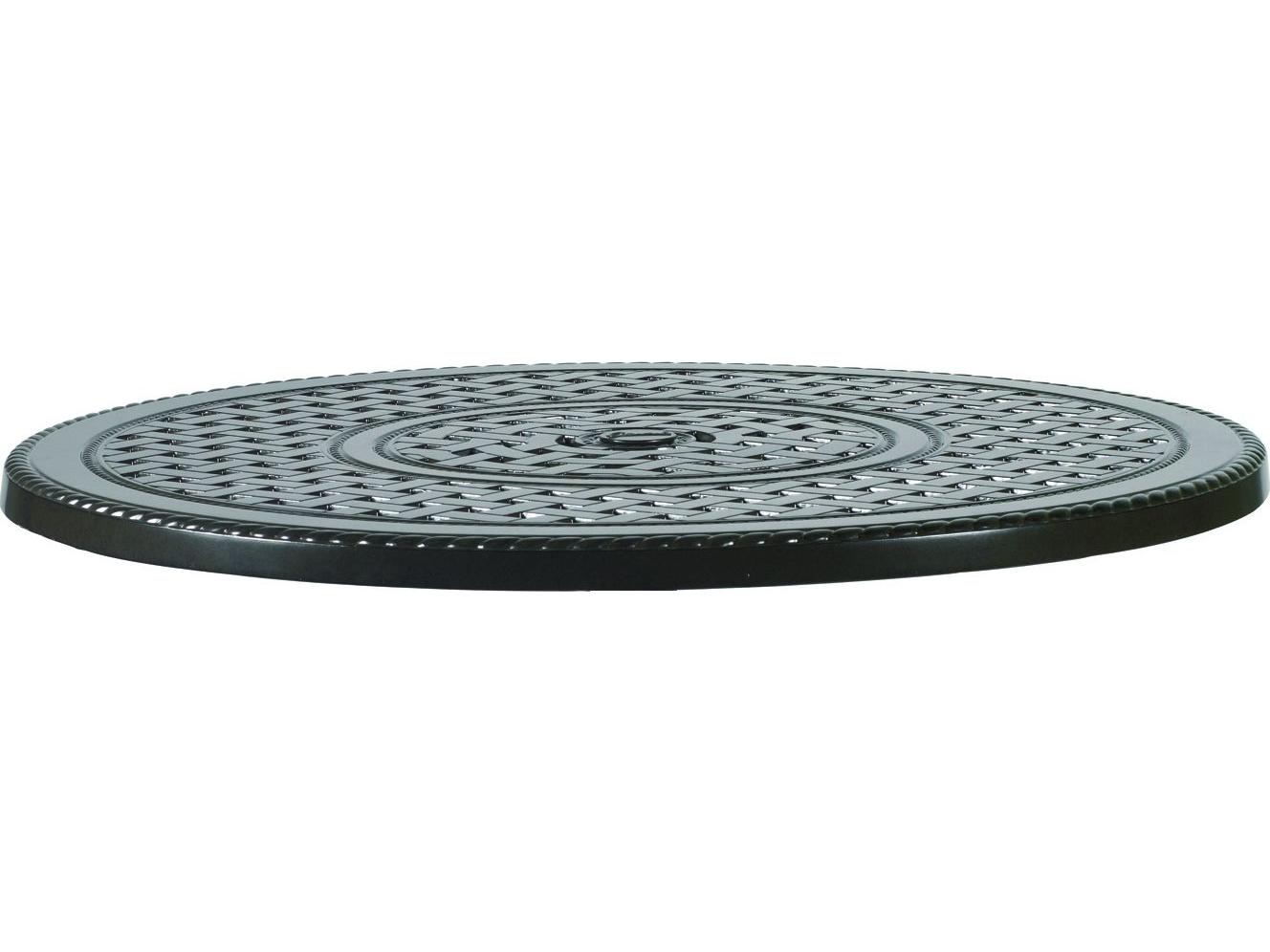 Gensun Grand Terrace Table Cast Aluminum Round Pedestal Table Top with Umbrella Hole