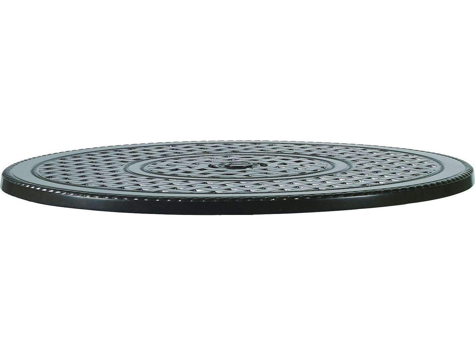 Gensun Grand Terrace Table Cast Aluminum Round Pedestal Table Top with Umbrella Hole