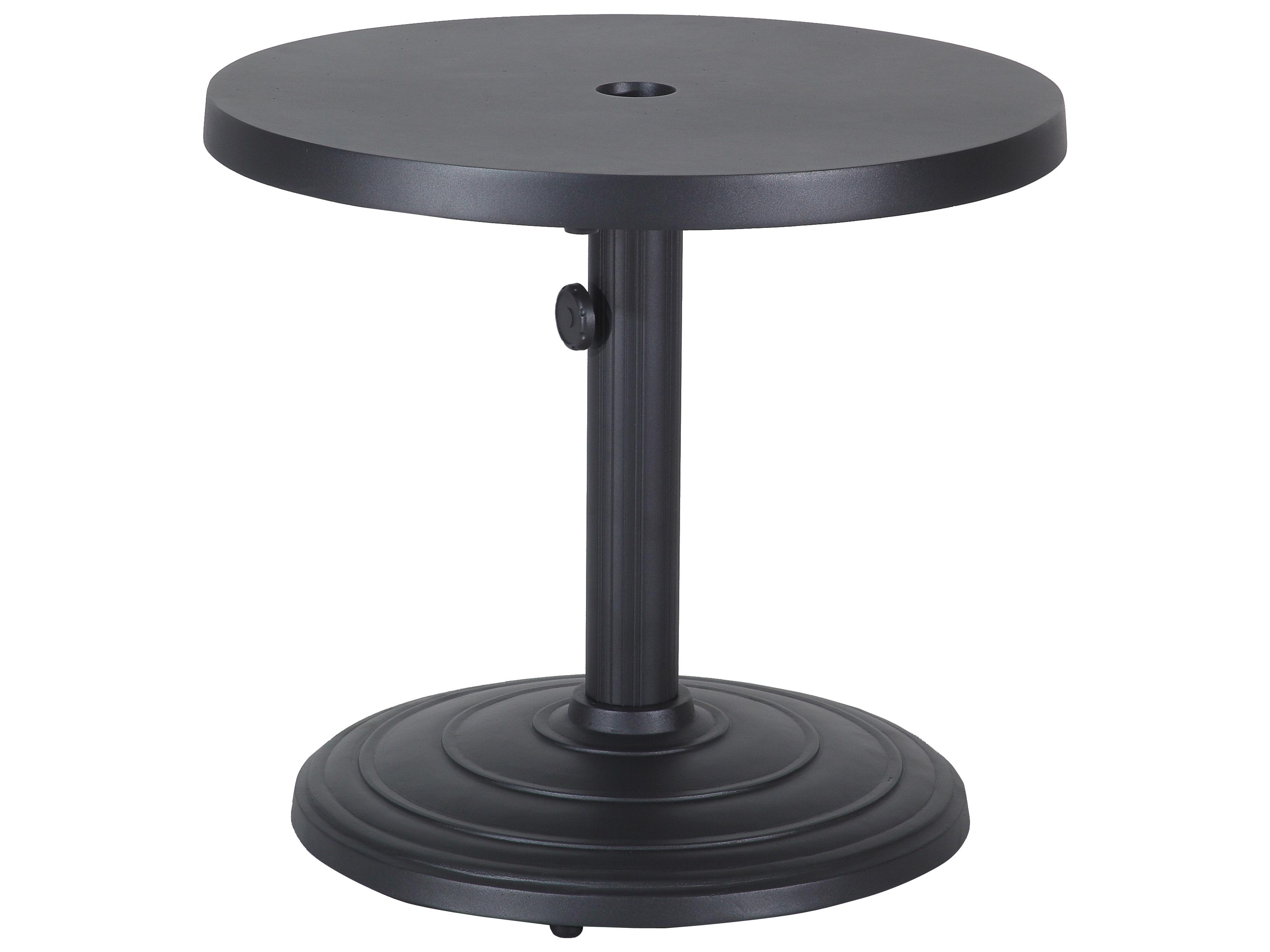 Gensun Meridian Aluminum Round Outdoor End Table with Umbrella Hole in Carbon