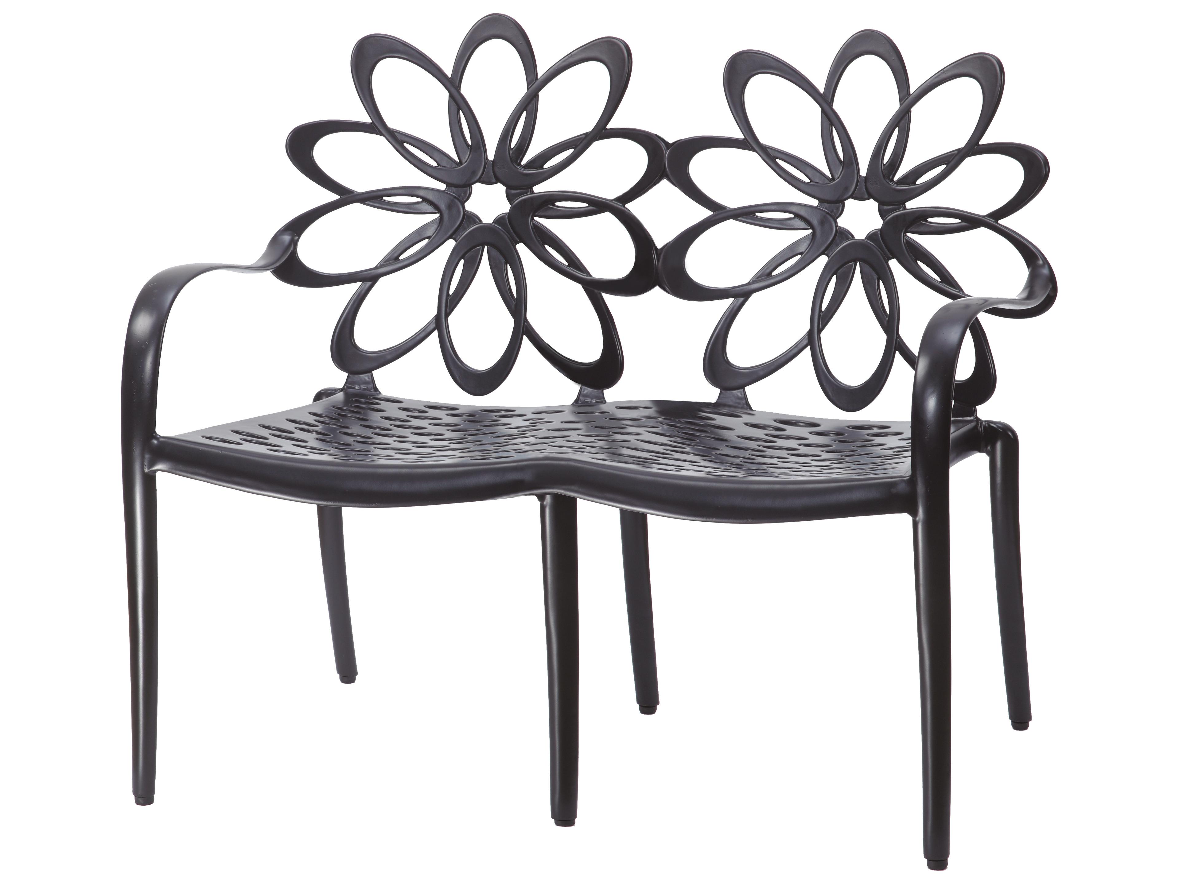 Gensun Lotus Cast Aluminum Outdoor Patio Loveseat in Ruby