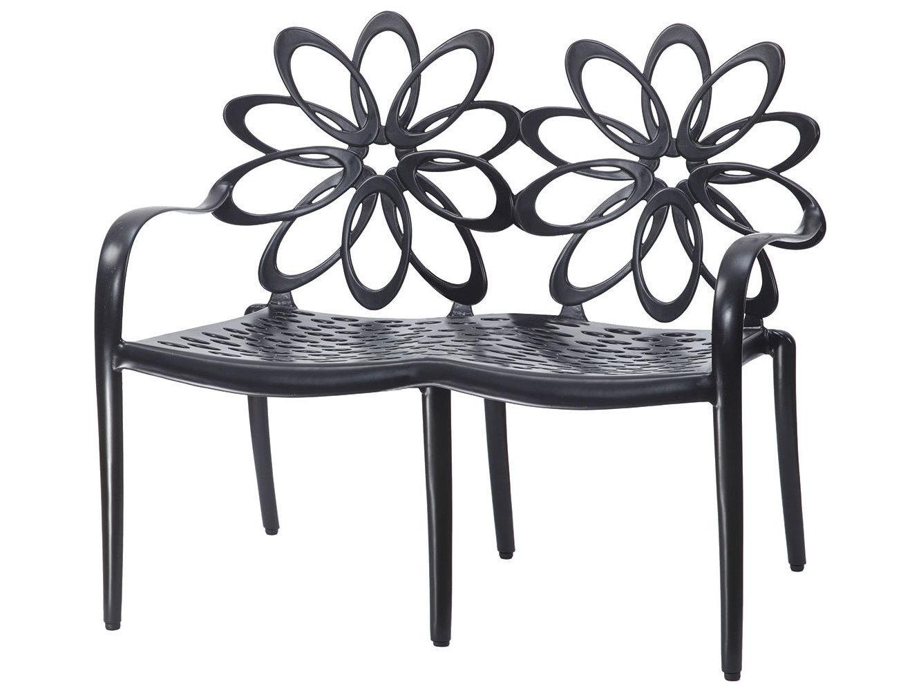 Gensun Lotus Cast Aluminum Outdoor Patio Loveseat in Ruby