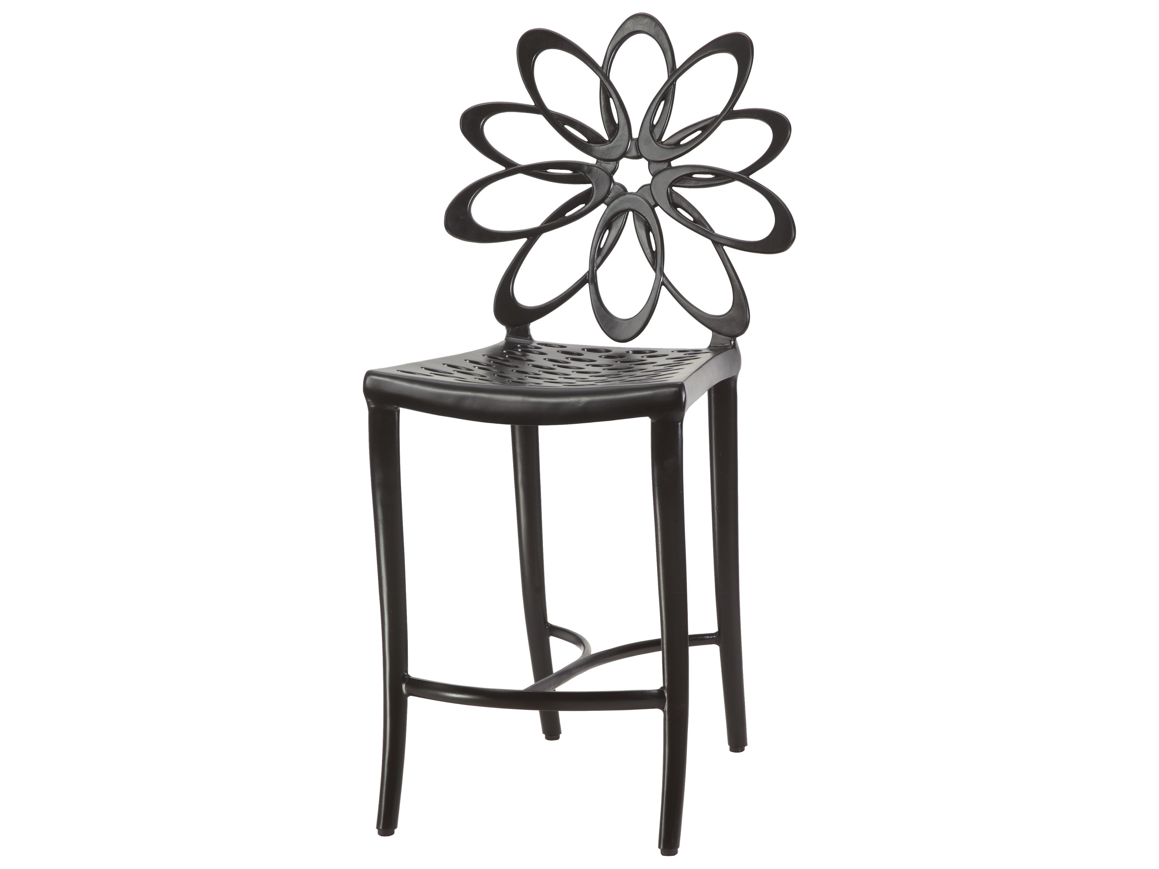 Gensun Lotus Cast Aluminum Outdoor Patio Counter Stool - in Ruby