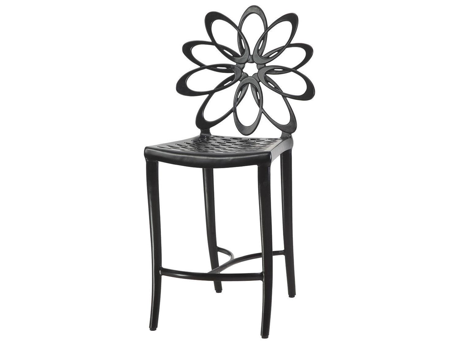 Gensun Lotus Cast Aluminum Outdoor Patio Counter Stool - in Ruby
