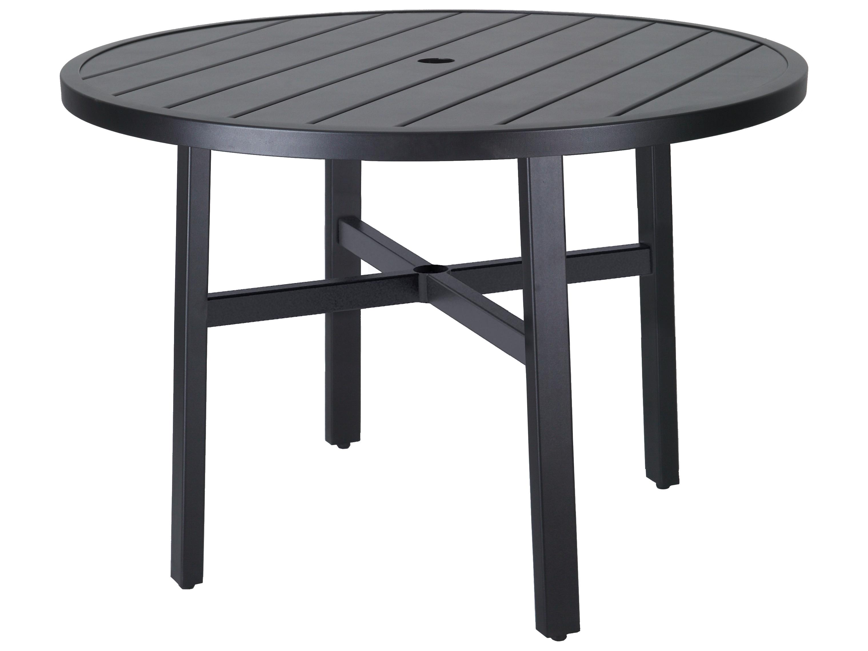 Gensun Plank Aluminum Round Outdoor Patio Dining Table