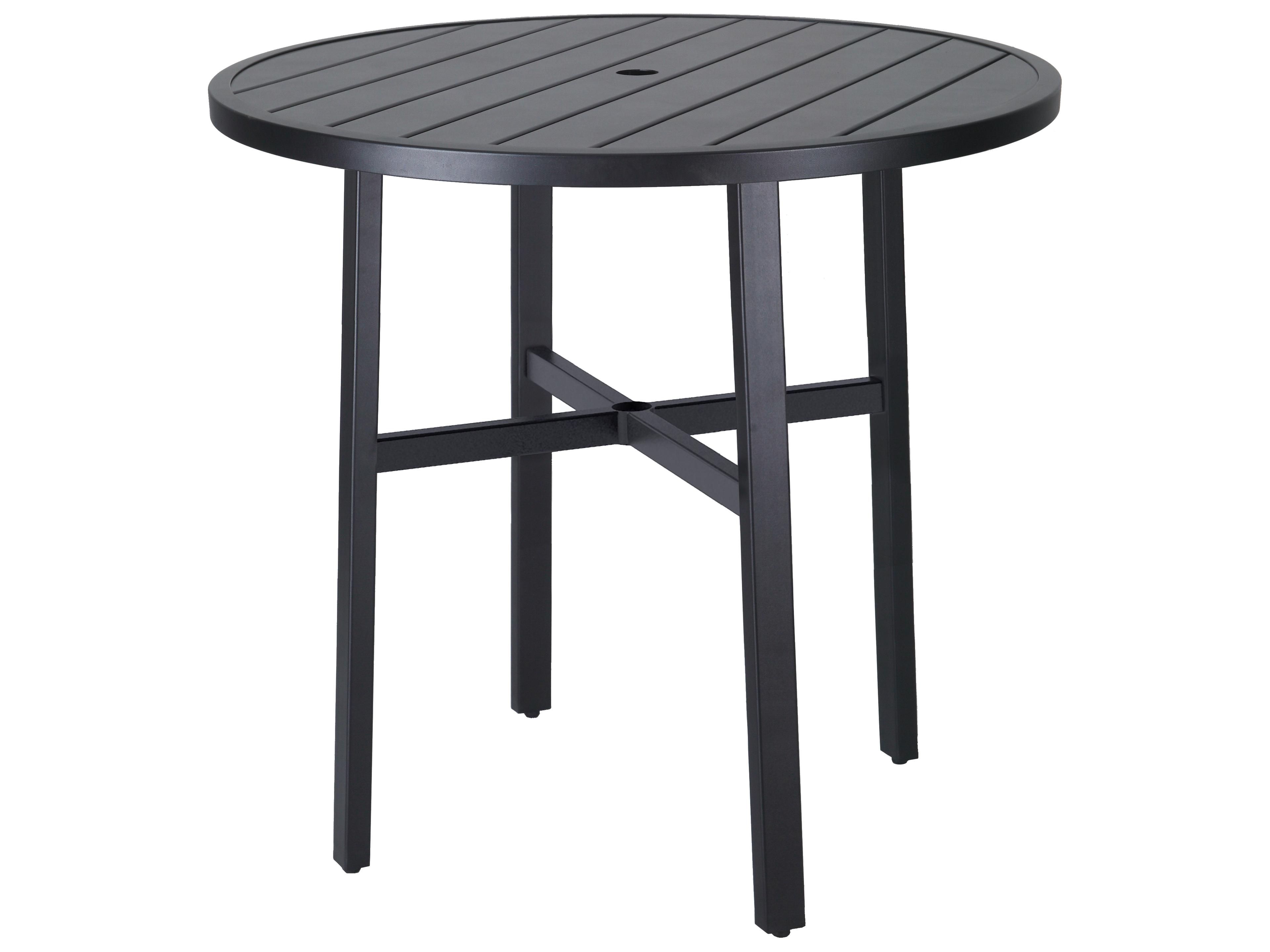 Gensun Plank Aluminum Round Patio Bar Table