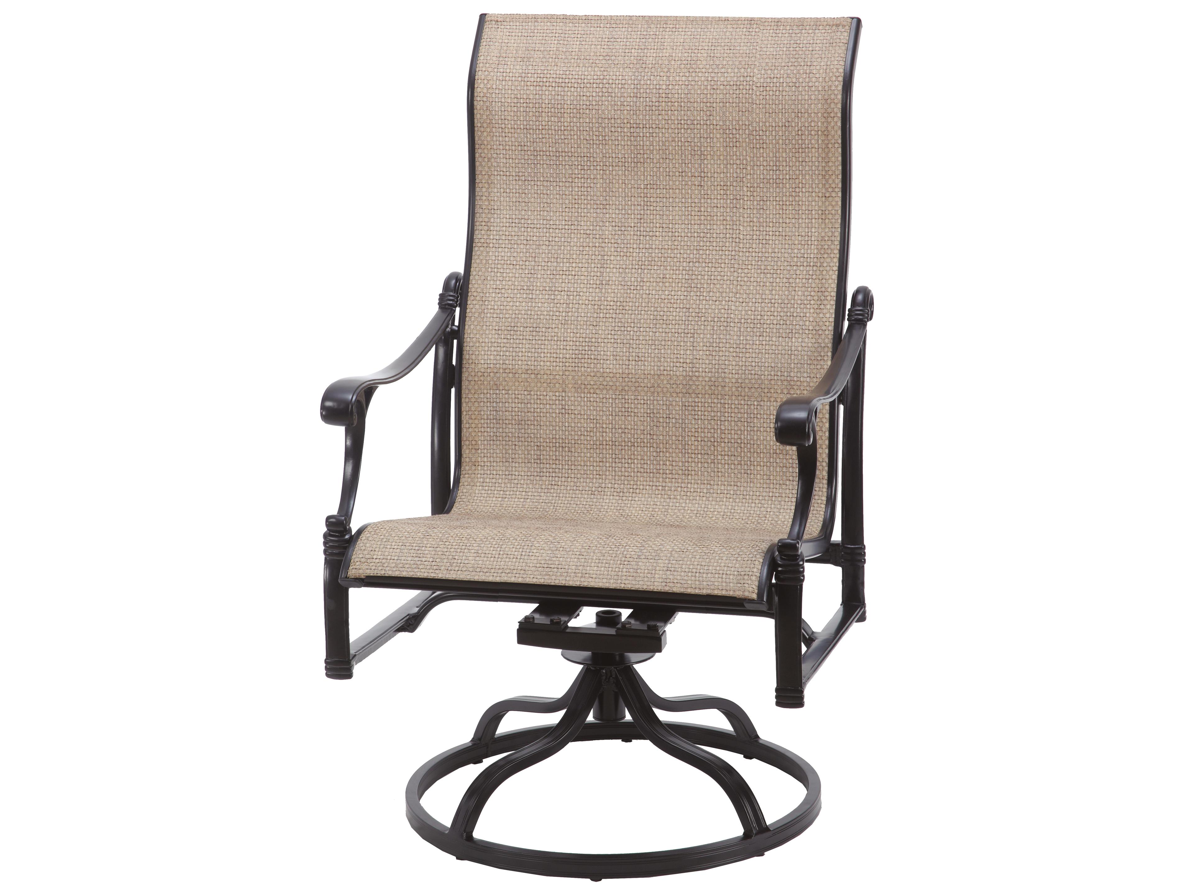 Gensun Michigan Sling Cast Aluminum High Back Swivel Rocking Outdoor Patio Lounge Chair