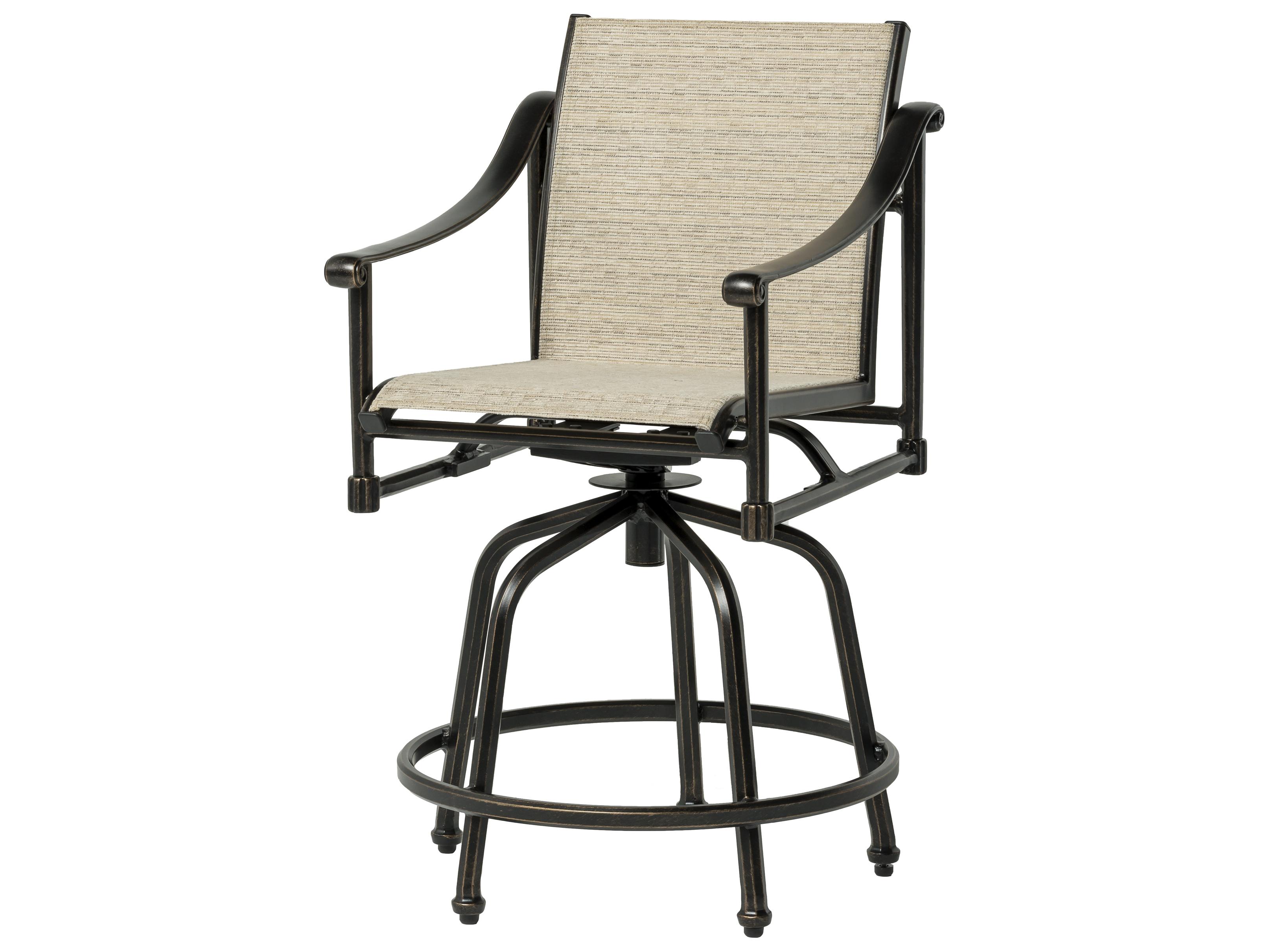 Gensun Morro Bay Sling Cast Aluminum Swivel Rocker Patio Counter Stool
