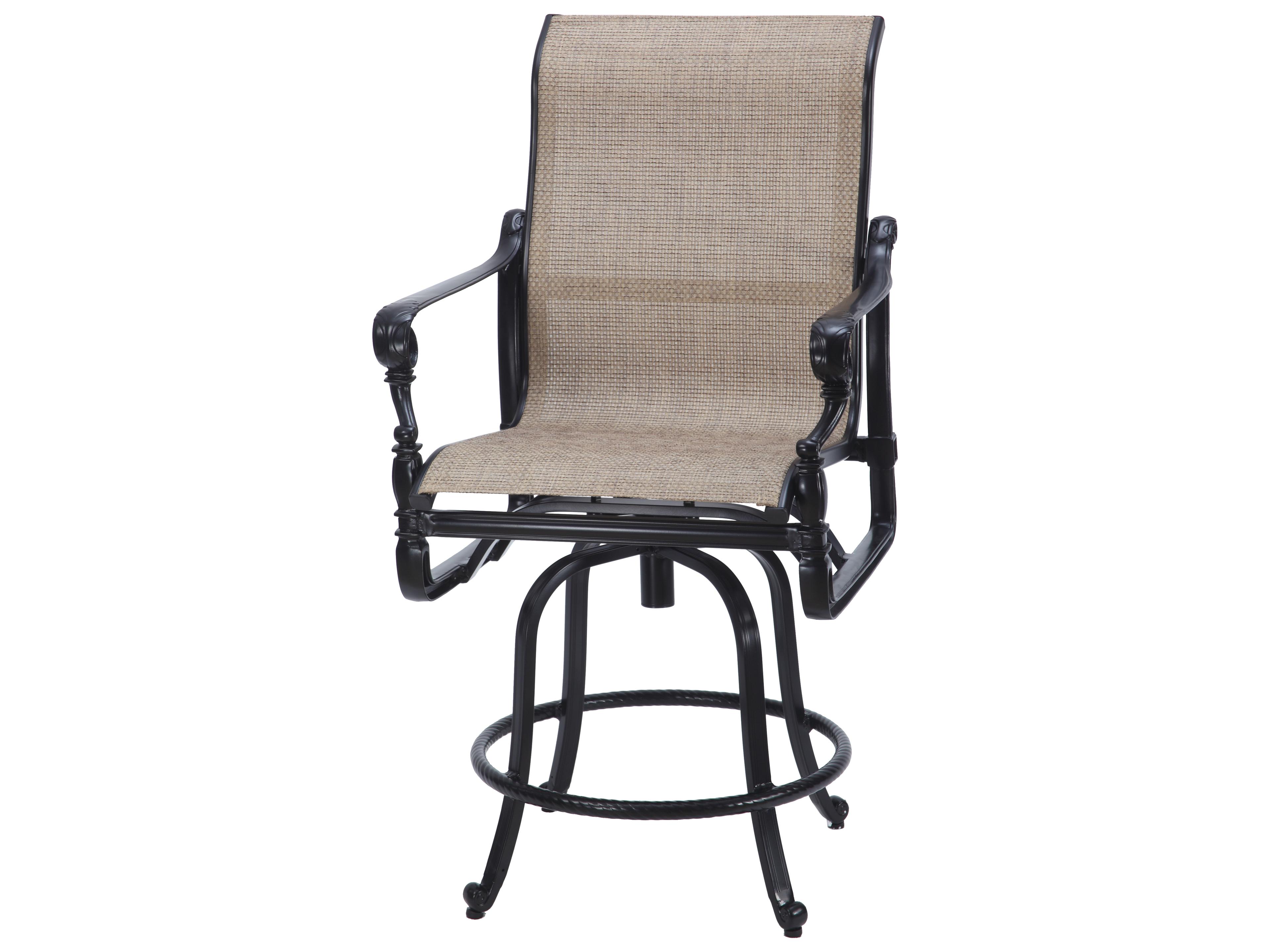 Gensun Grand Terrace Sling Cast Aluminum Swivel Balcony Stool