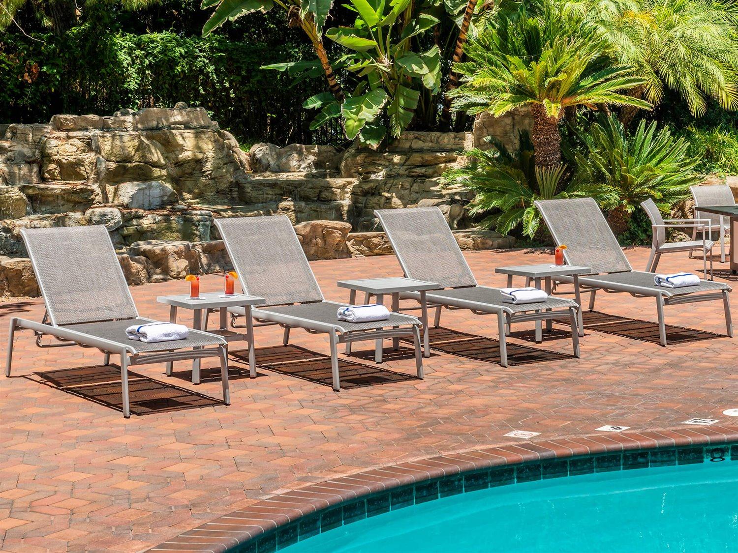 Gensun Echelon Sling Aluminum Outdoor Patio Chaise Lounge