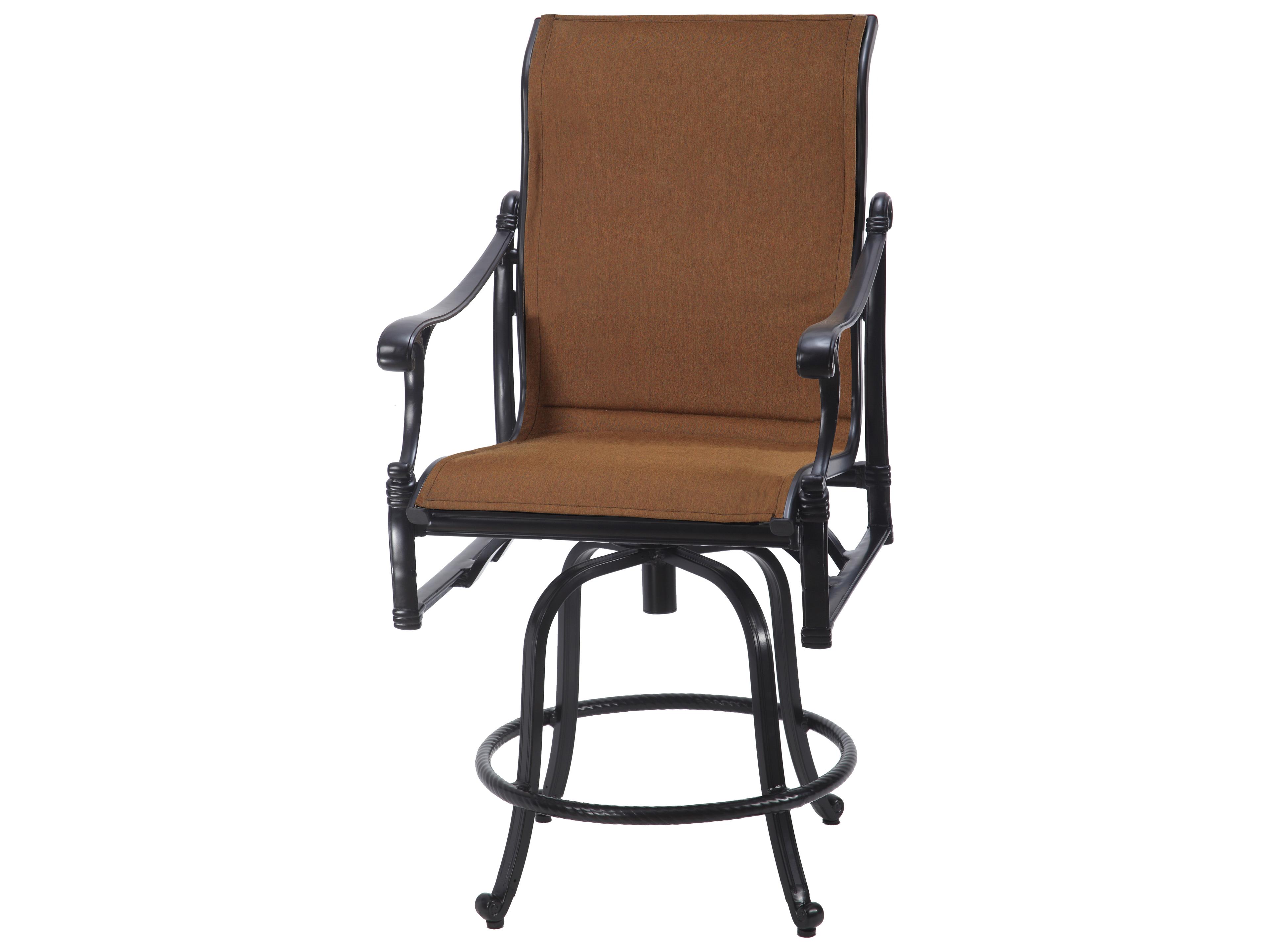 Gensun Michigan Padded Sling Cast Aluminum Swivel Balcony Stool