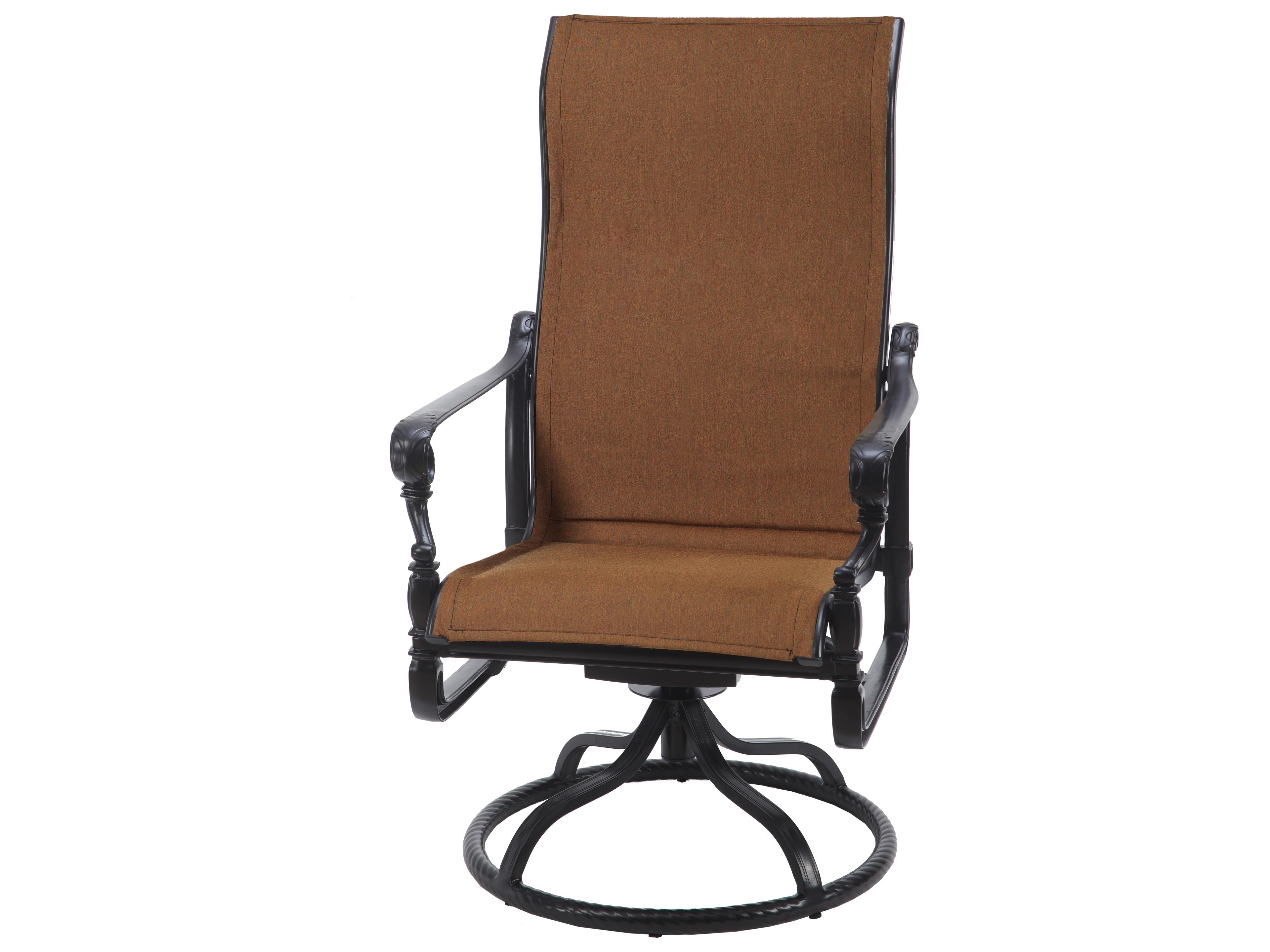 Gensun Grand Terrace Padded Sling Cast Aluminum High Back Swivel Rocker
