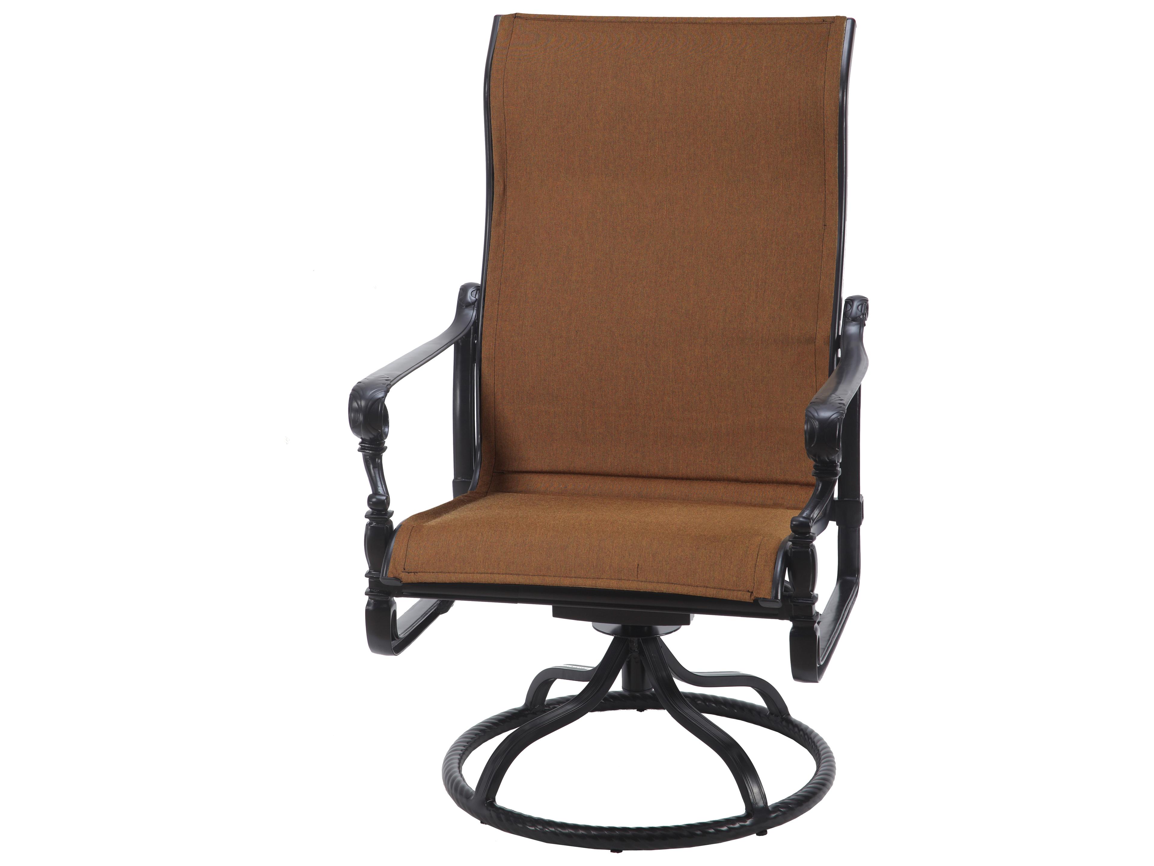 Gensun Grand Terrace Padded Sling Cast Aluminum High Back Swivel Rocking Patio Lounge Chair