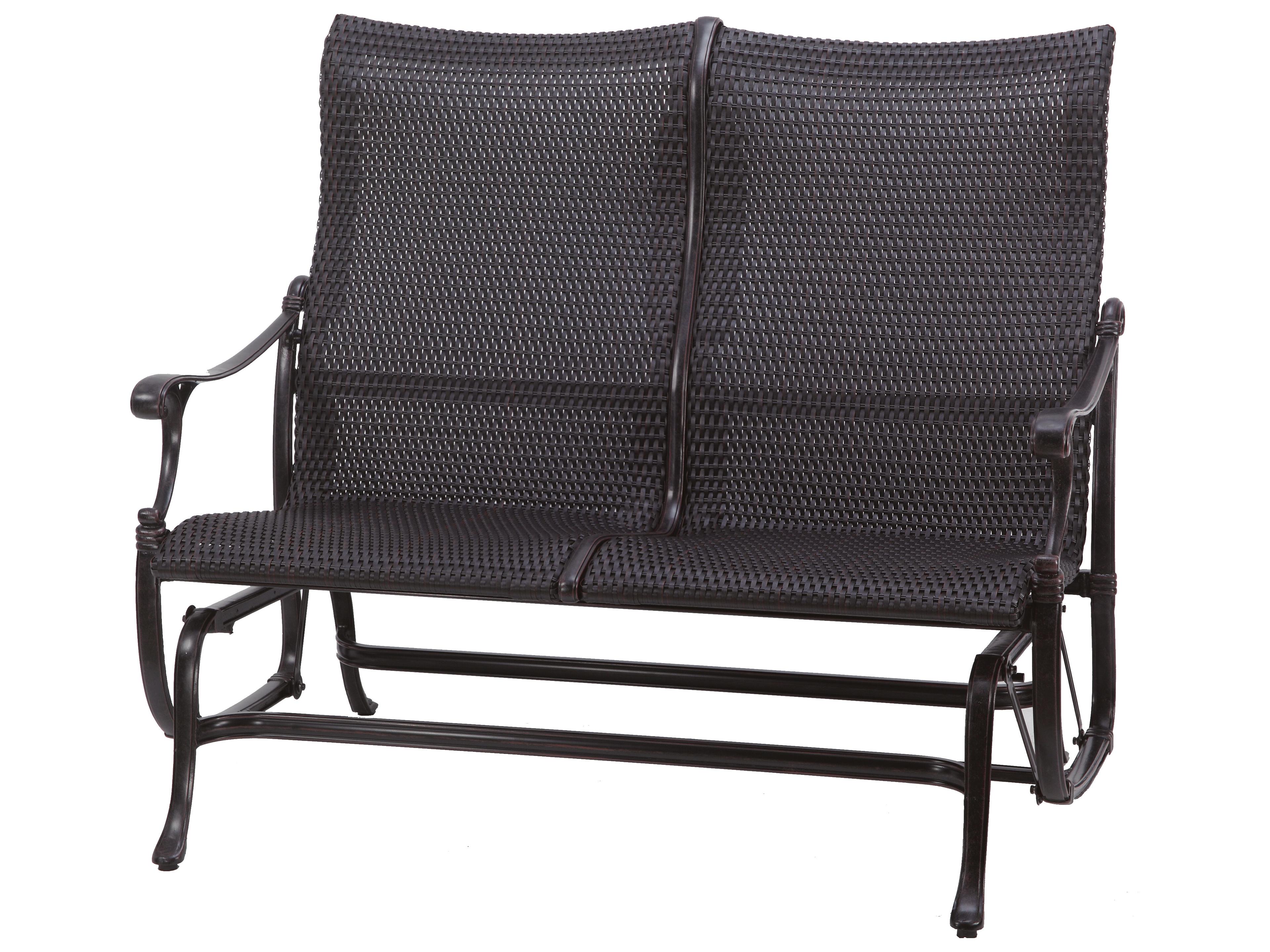 Gensun Michigan Woven Cast Aluminum High Back Patio Loveseat Glider