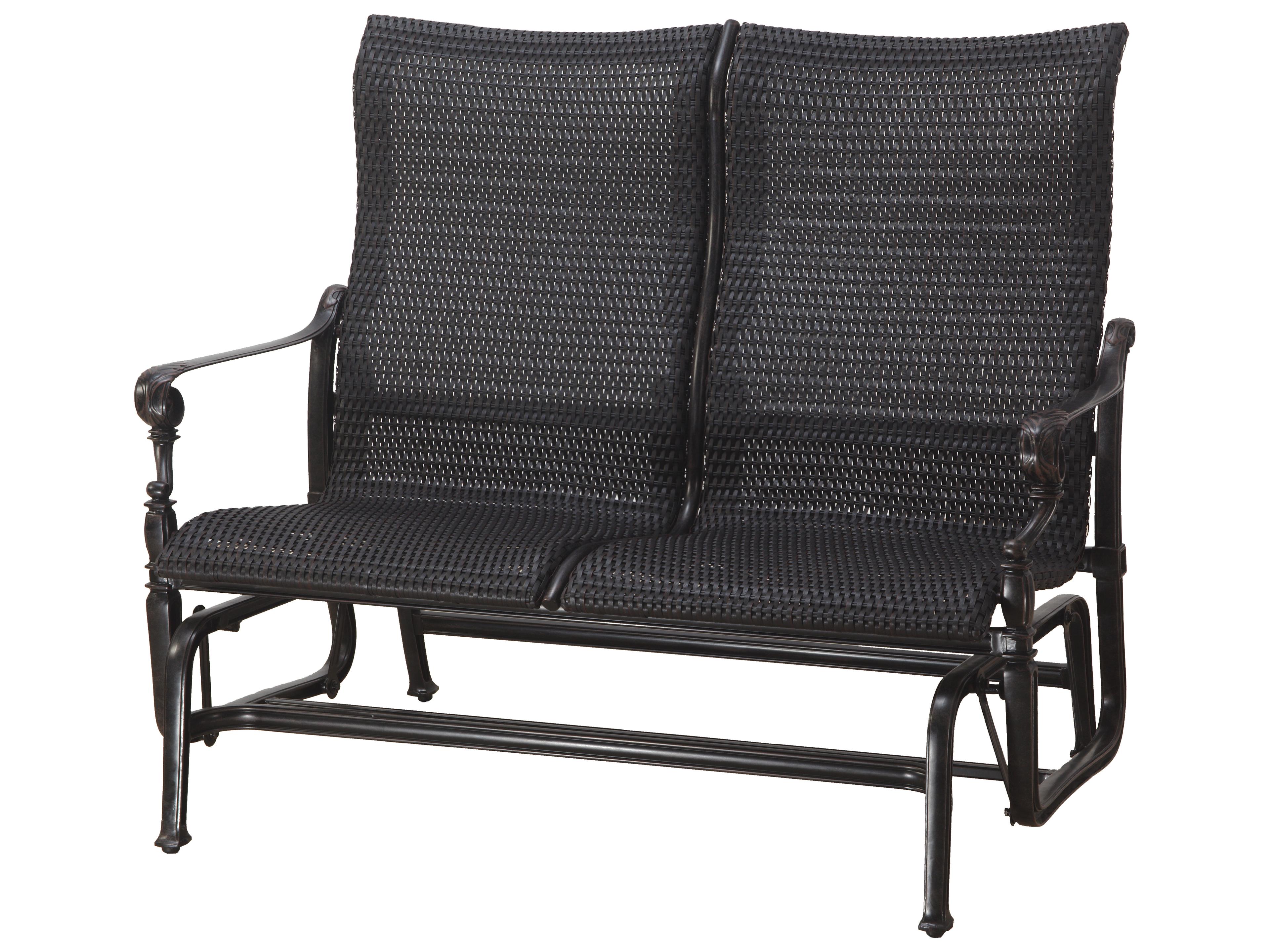 Gensun Grand Terrace Woven Cast Aluminum High Back Outdoor Patio Loveseat Glider