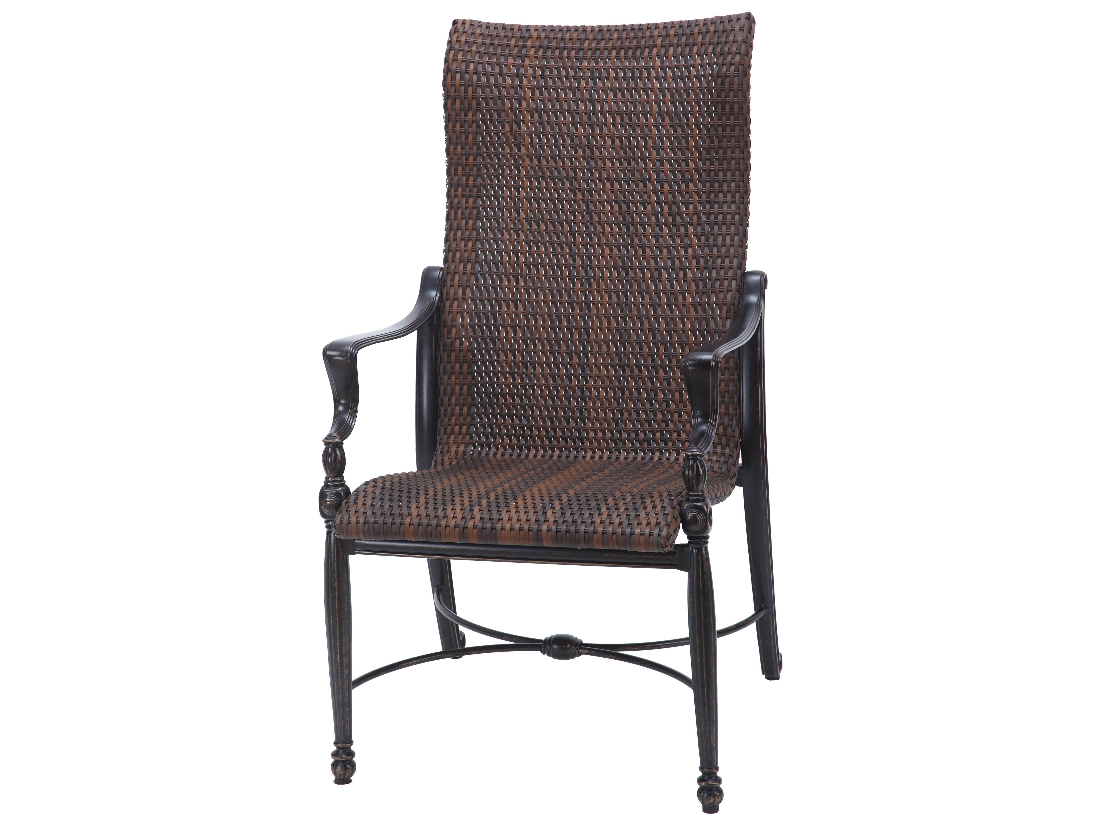 Gensun Bel Air Woven Cast Aluminum High Back Outdoor Patio Dining Arm Chair