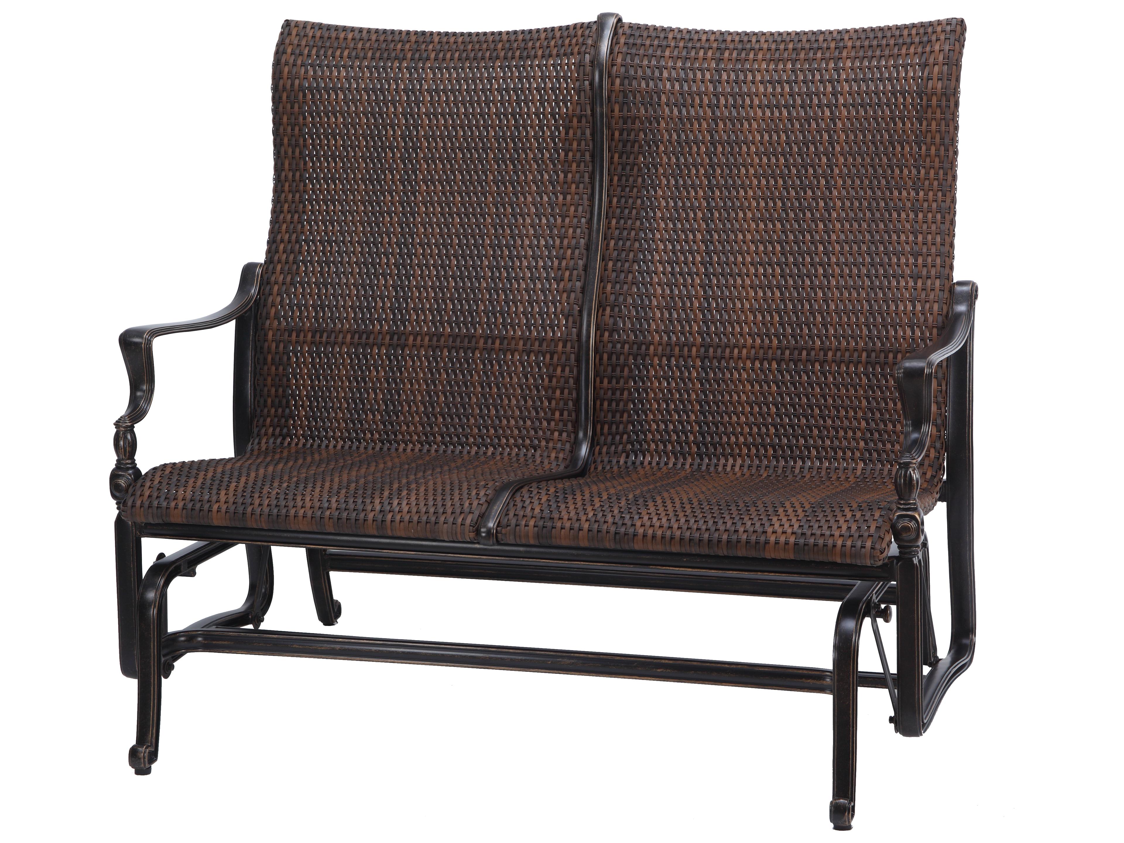 Gensun Bel Air Woven Cast Aluminum Glider High Back Patio Loveseat