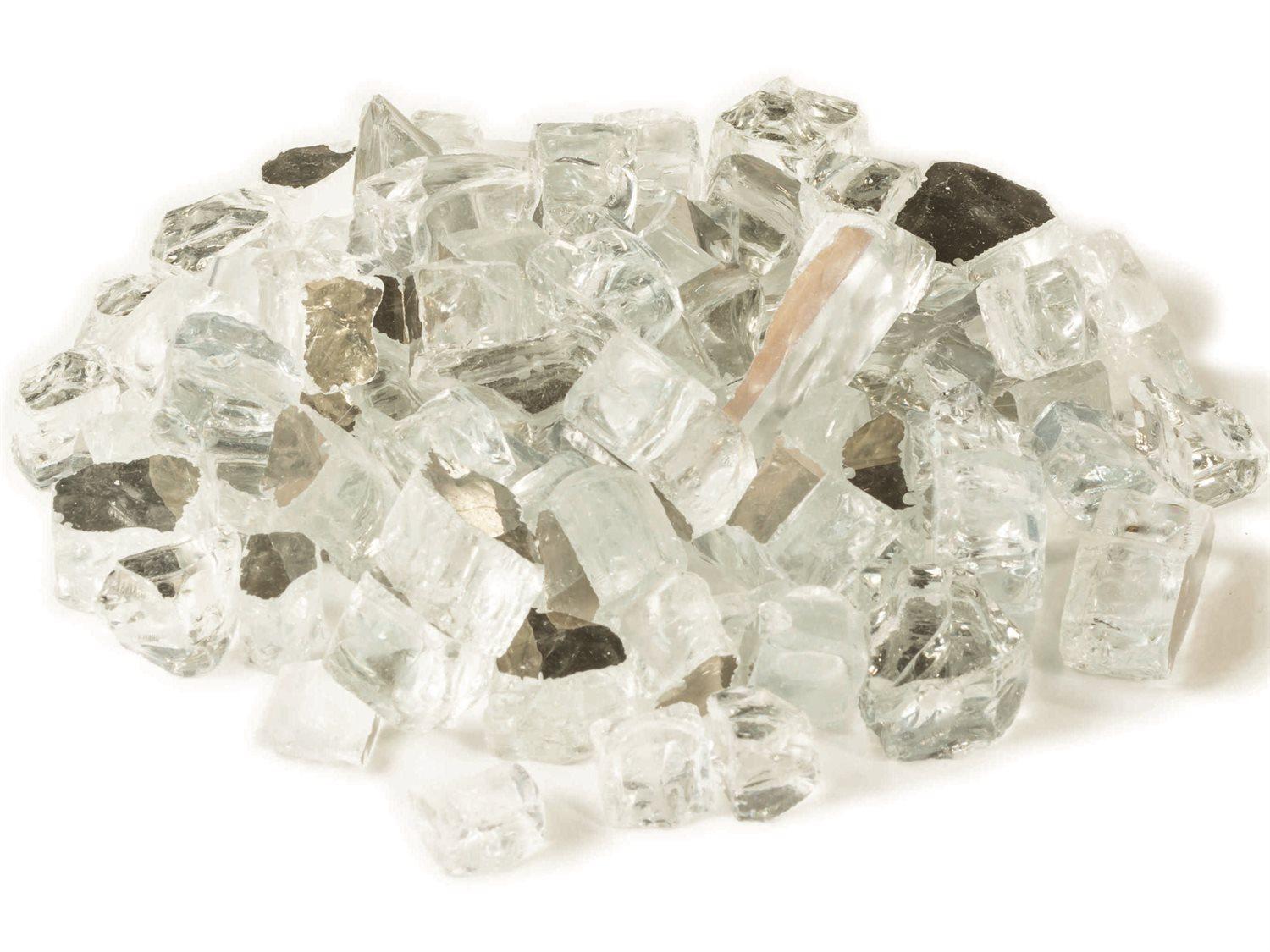 Gensun Gas Fire Pit Accessories Tempered Fire Glass in Ice Reflective