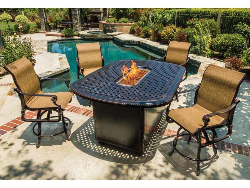 Gensun Grand Terrace Sling Cast Aluminum Outdoor Patio Lounge Set