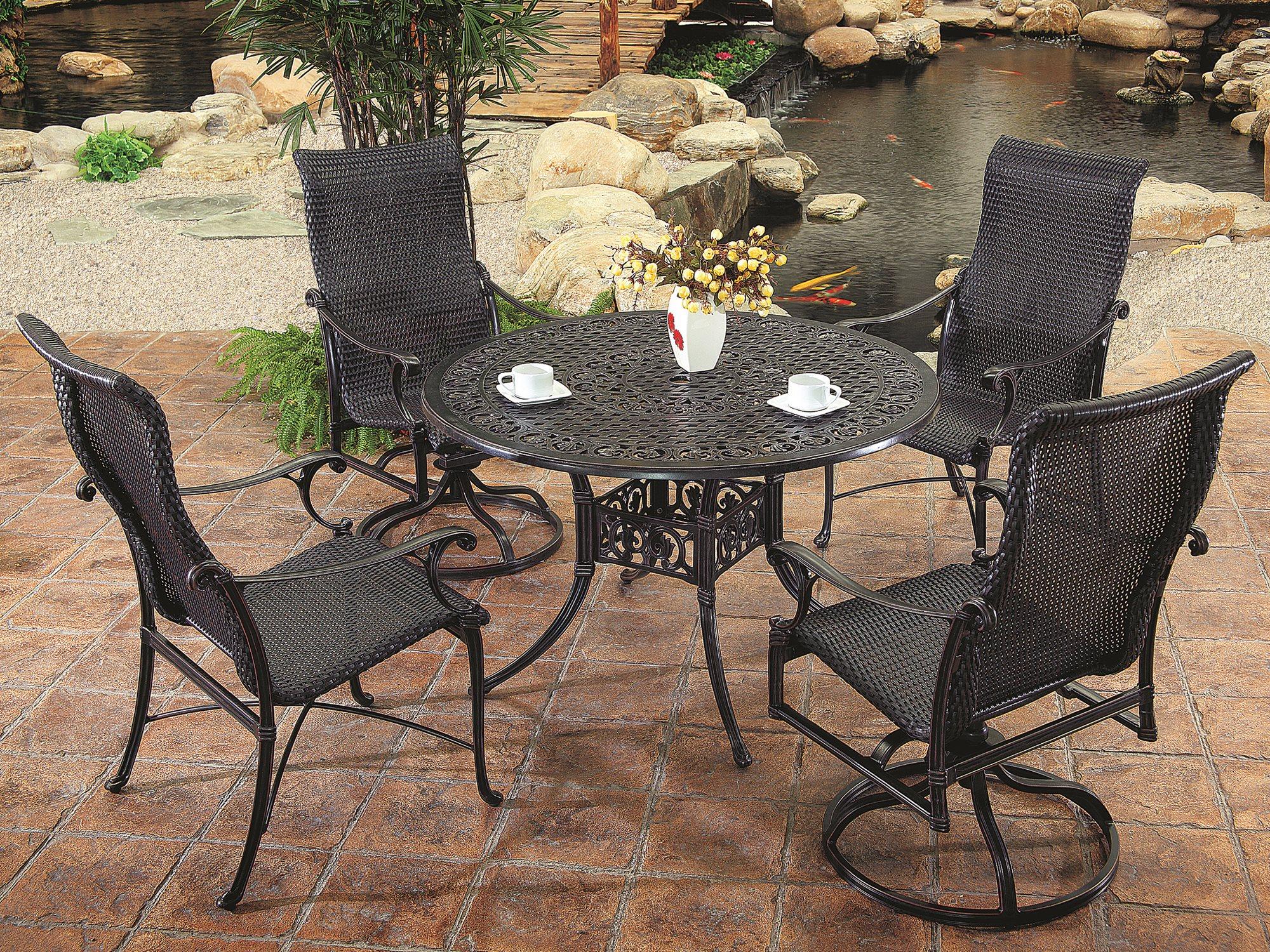 Gensun Michigan Woven Cast Aluminum Outdoor Patio Dining Set