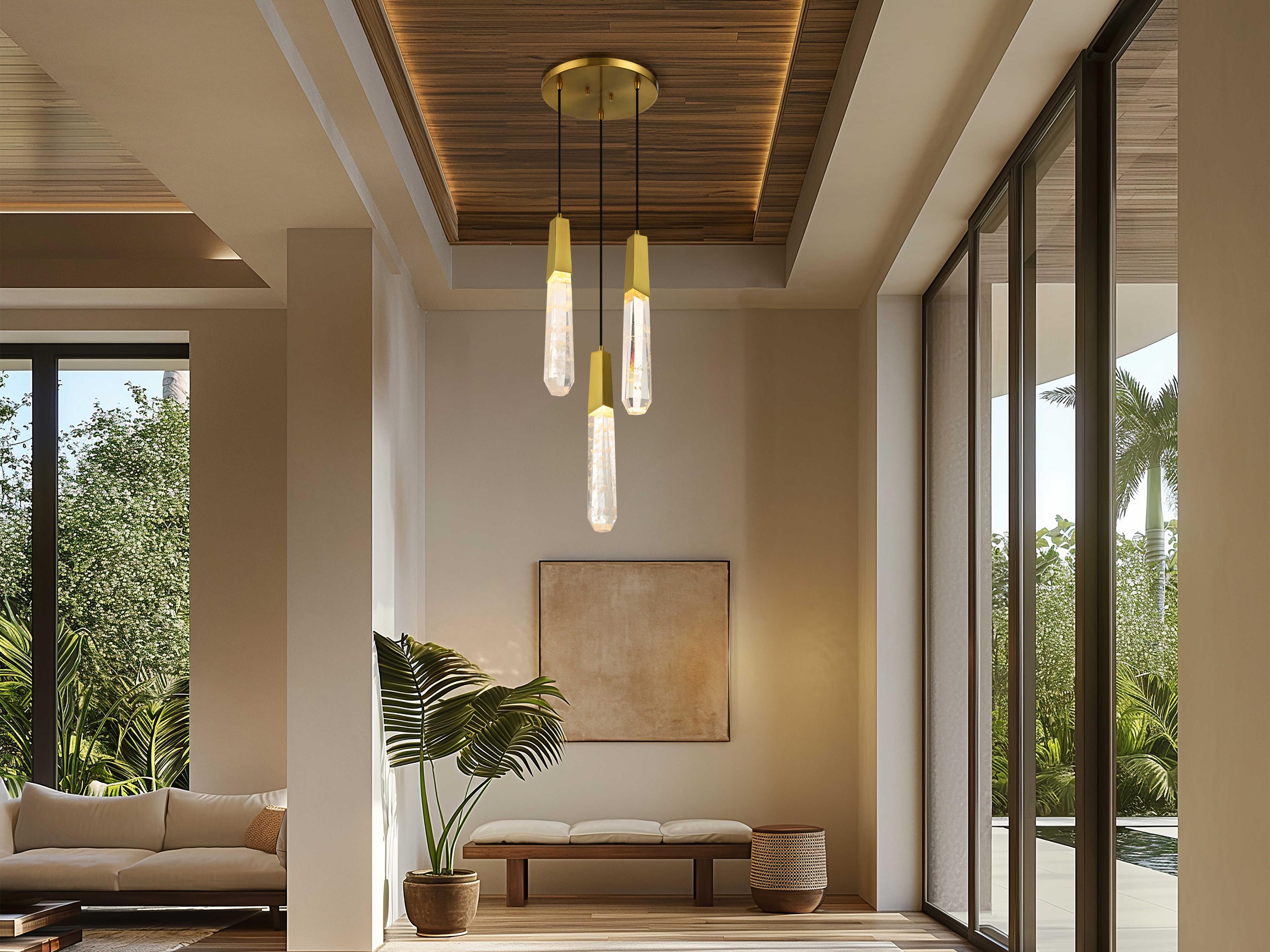 George Kovacs Drifting Droplets 3-Light Brushed Brass Linear Mini Pendant