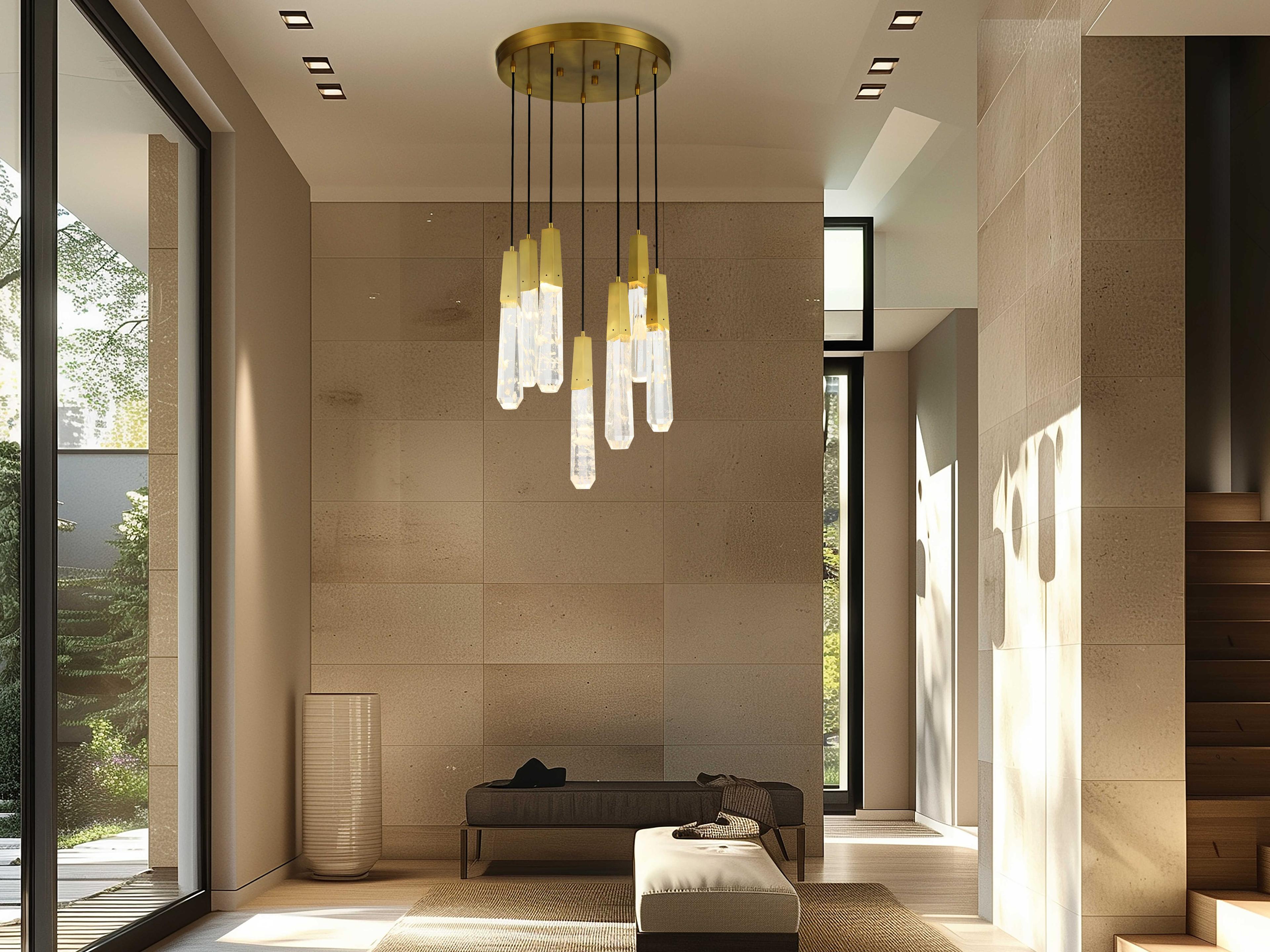 George Kovacs Drifting Droplets 7-Light Brushed Brass Linear Pendant