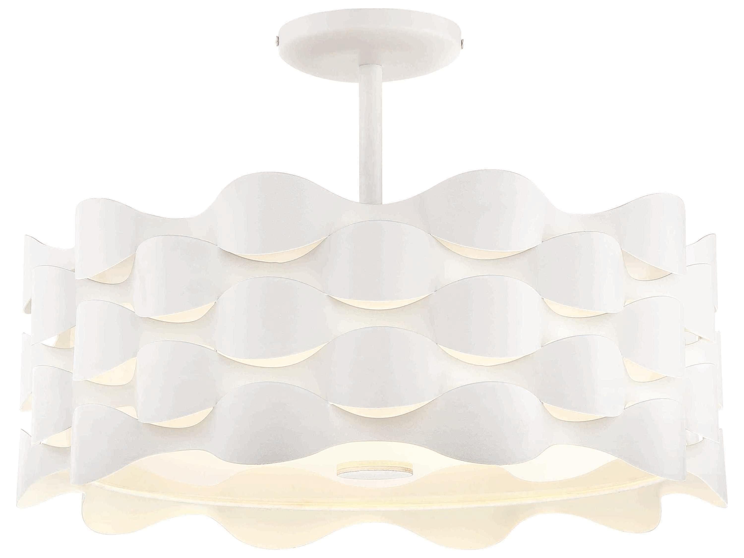 George Kovacs Coastal Current 1-Light Sand White Glass LED Drum Semi Flush Mount