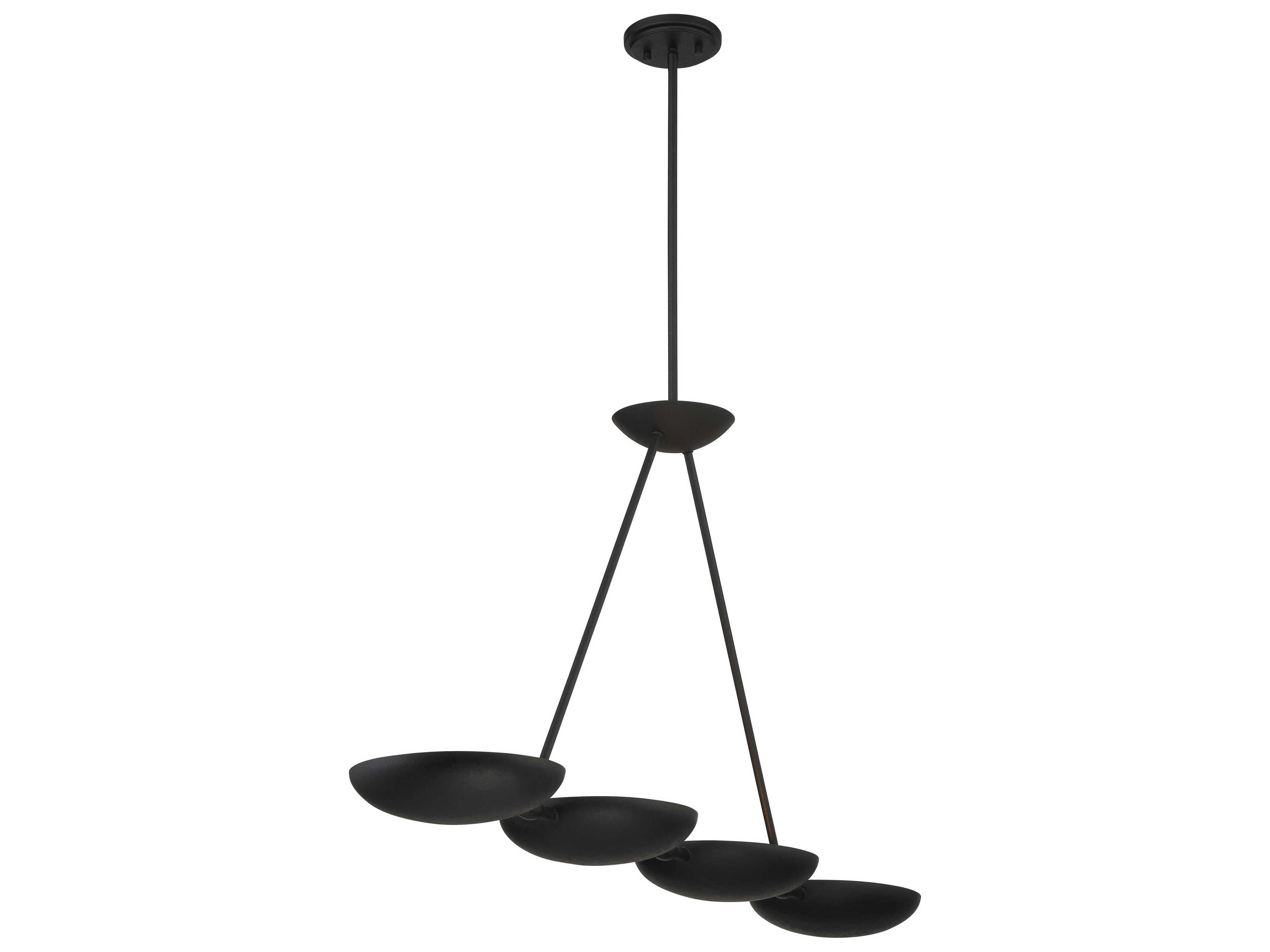 George Kovacs Undertas 4-Light Iron Ore Black Bowl Island Pendant