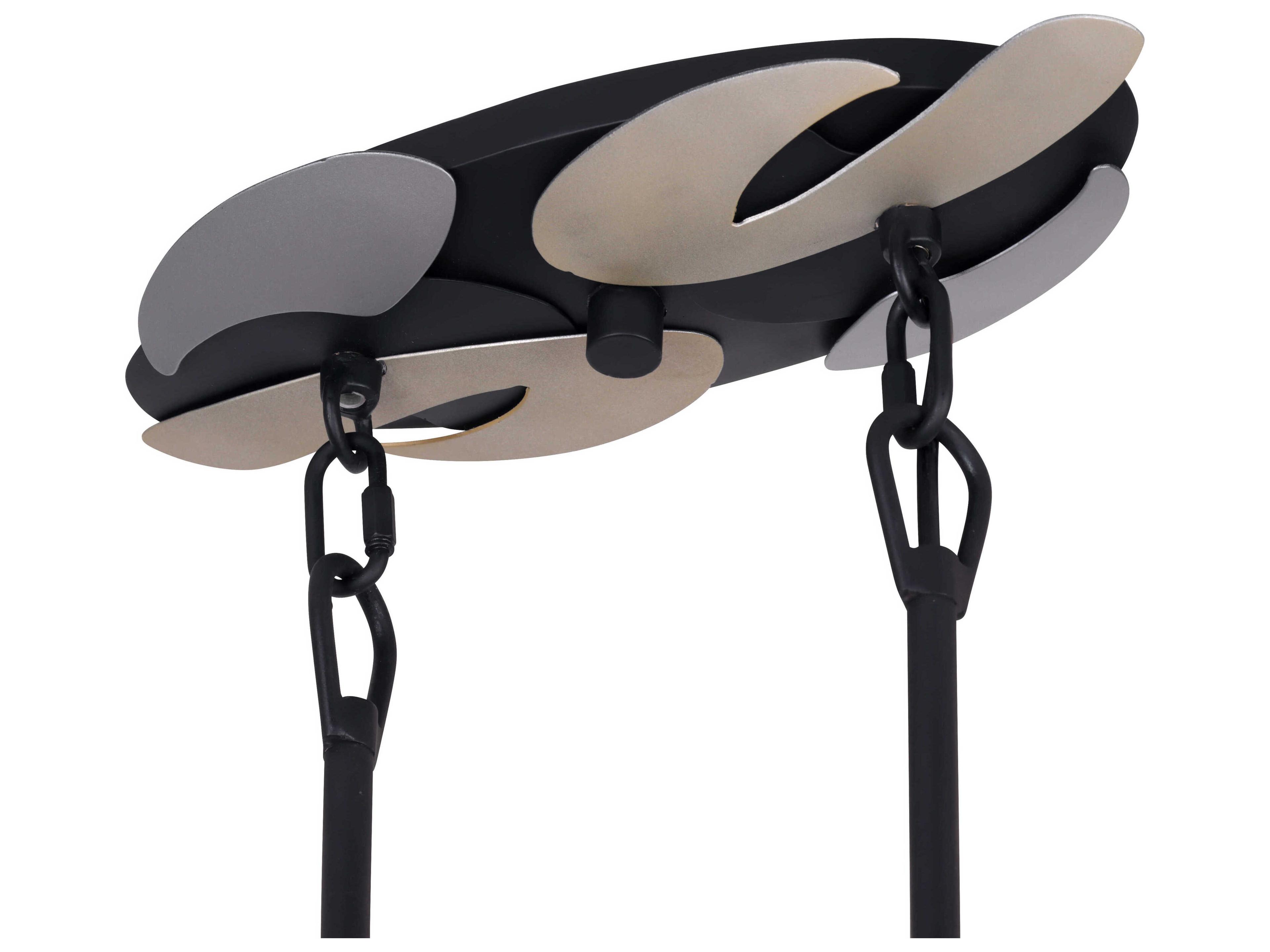 George Kovacs Metalo Misto 6-Light Coal Atlas Midnight Silver Black Island Pendant