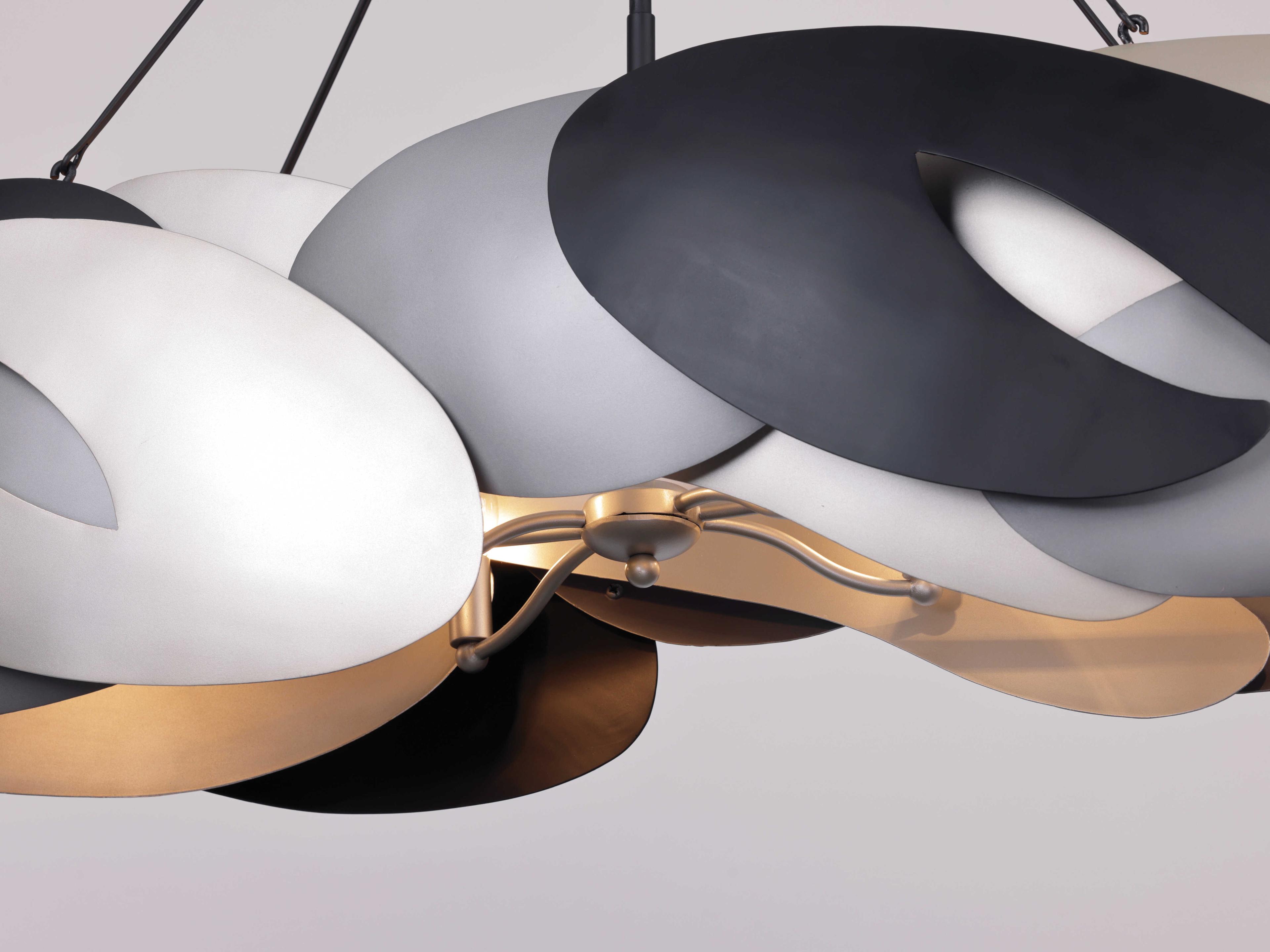 George Kovacs Metalo Misto 6-Light Coal Atlas Midnight Silver Black Island Pendant