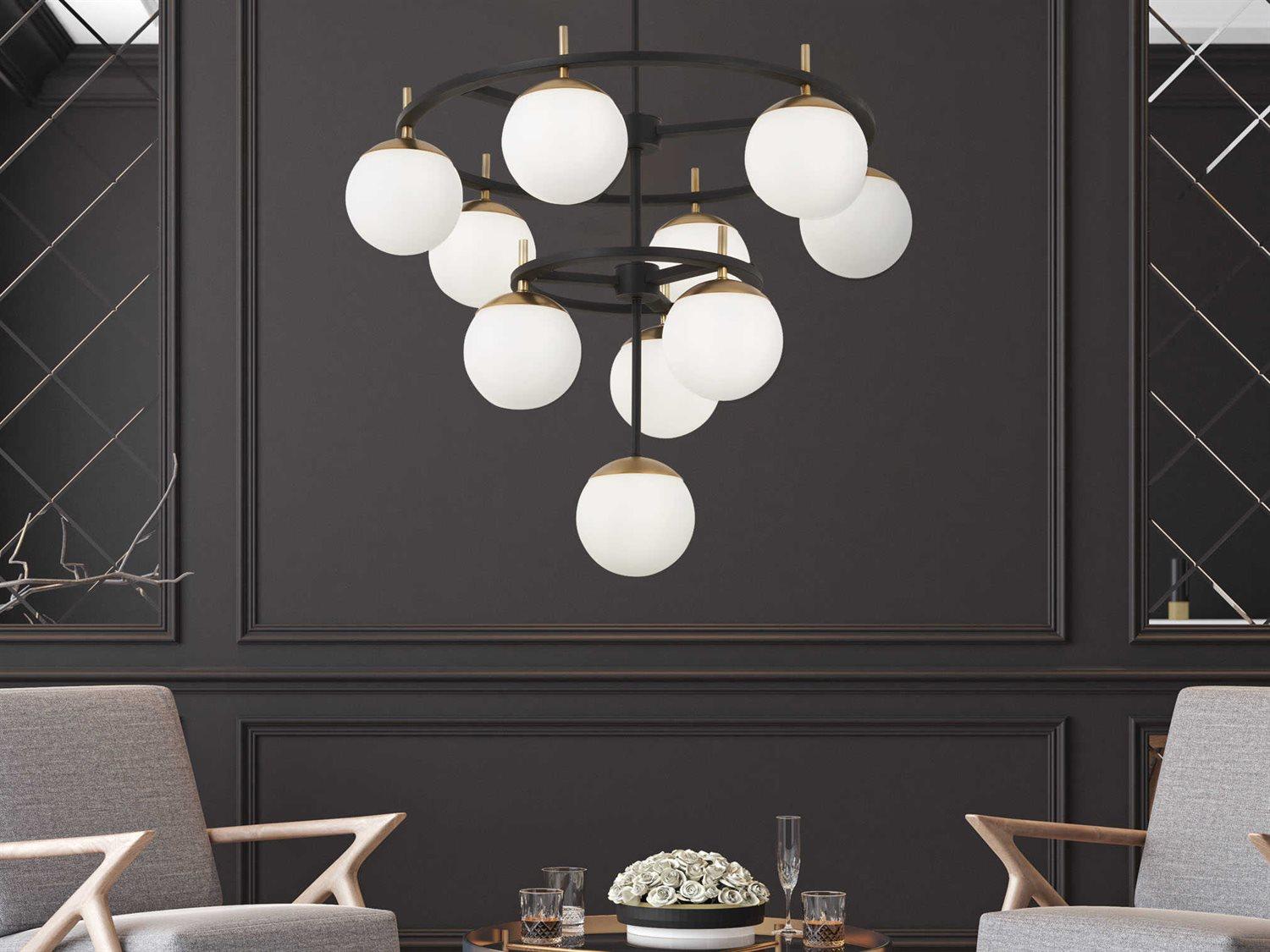 George Kovacs Alluria 11-Light Weathered Black Autumn Gold Glass Globe Chandelier