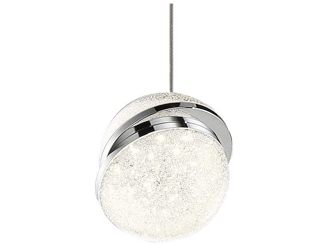 George Kovacs Silver Slice 4-Light Chrome Crystal LED Globe Linear Island Pendant