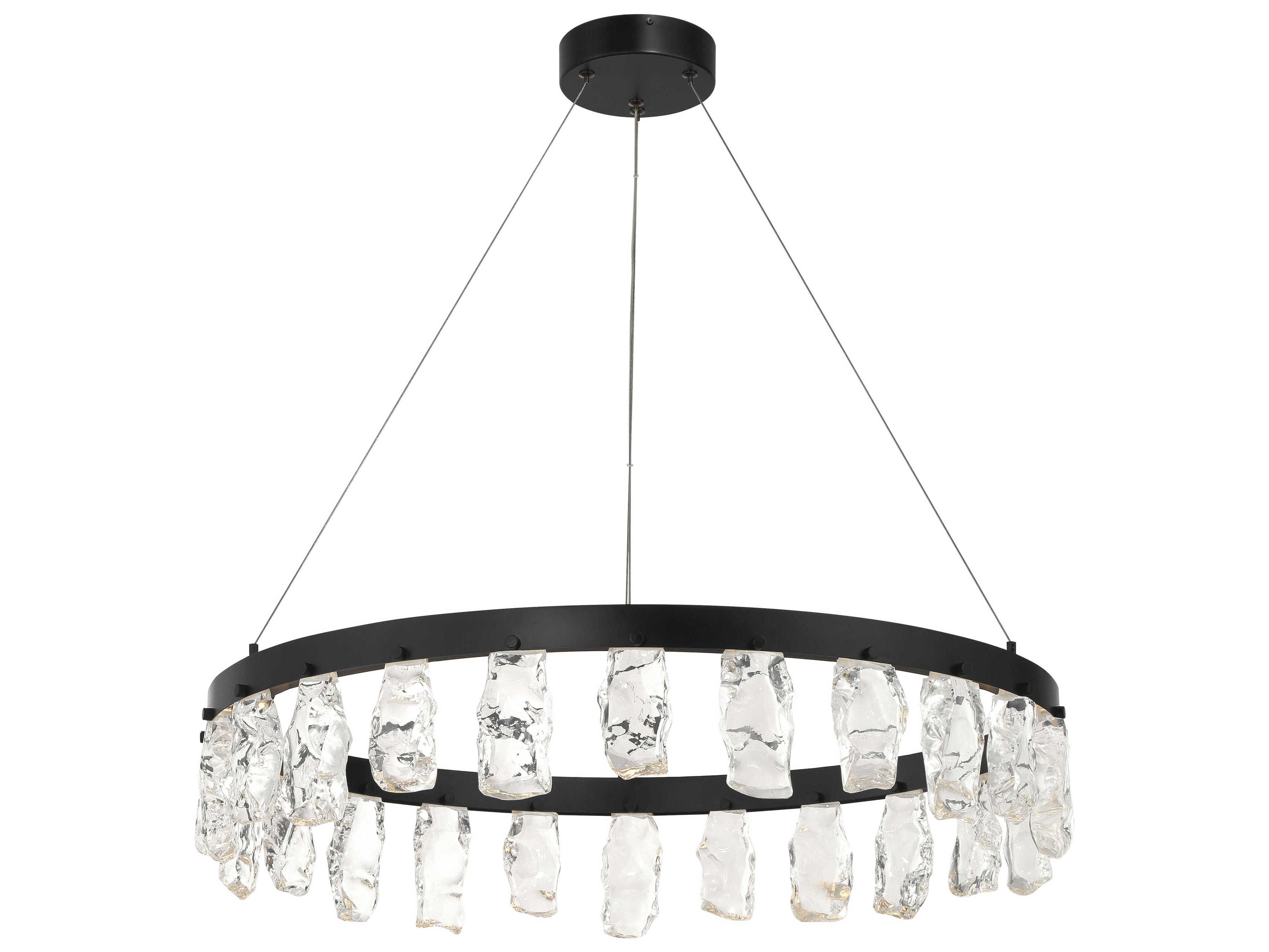 George Kovacs Artic Glacier 1-Light Coal Black Round Chandelier