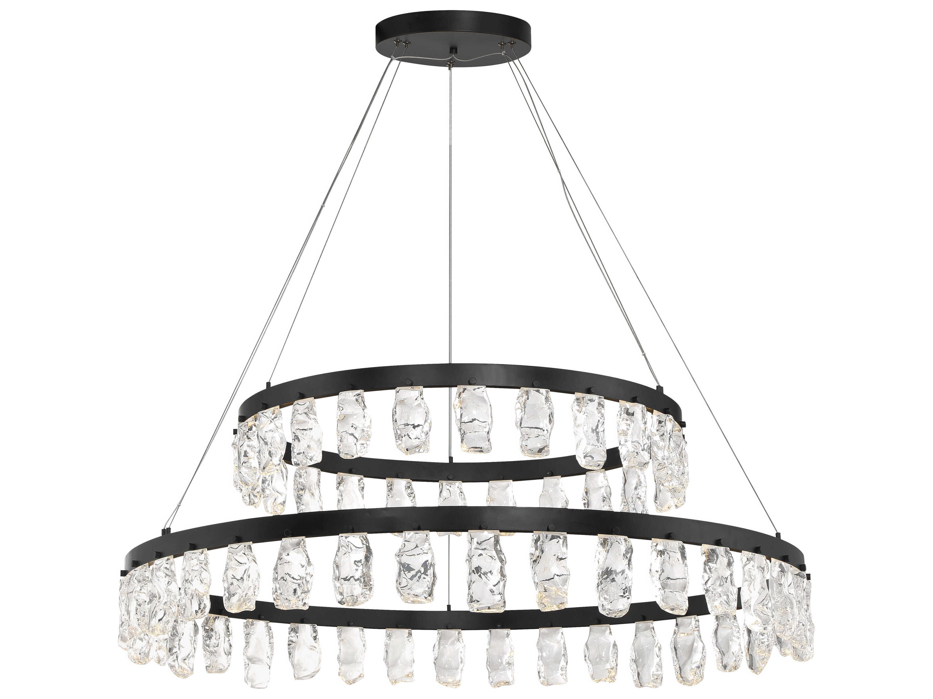 George Kovacs Artic Glacier 1-Light Coal Black Tiered Chandelier