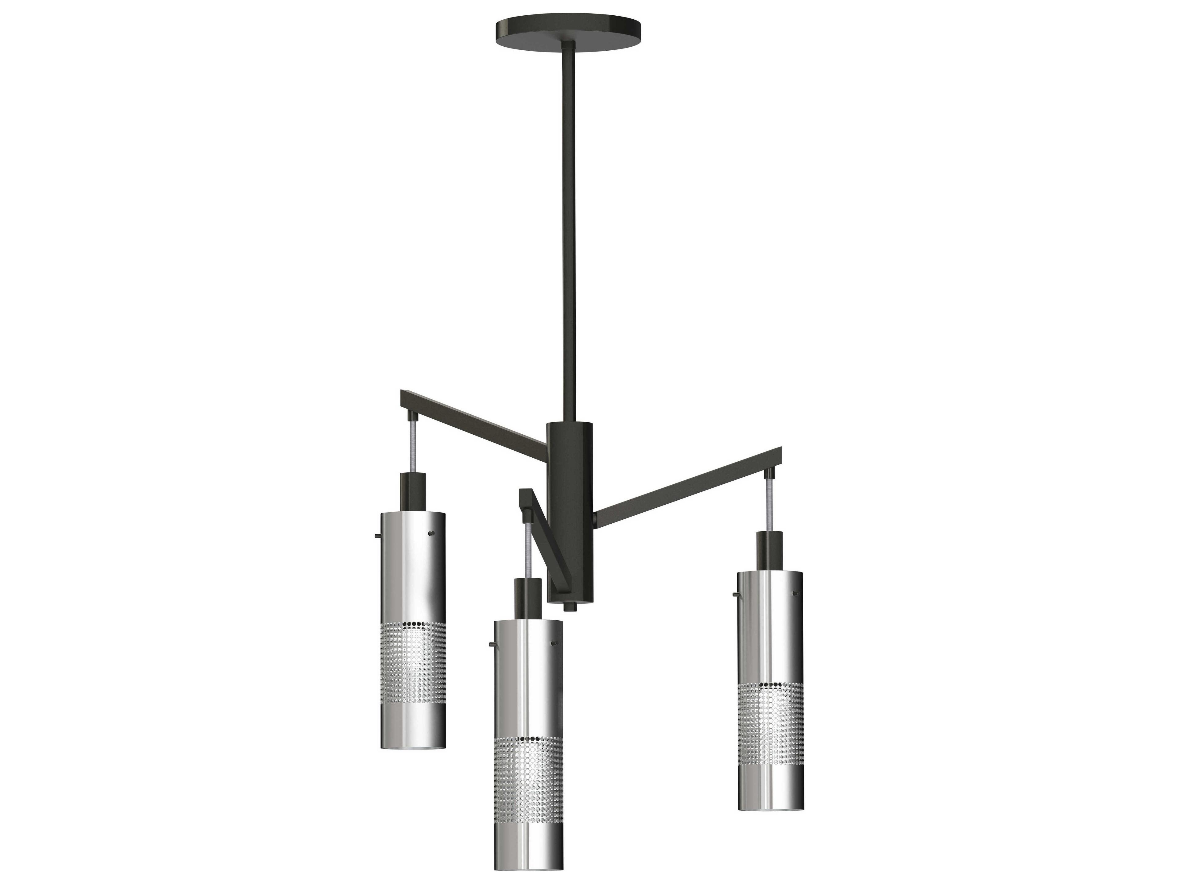 George Kovacs Grid 3-Light Coal Brushed Nickel Cylinder Chandelier