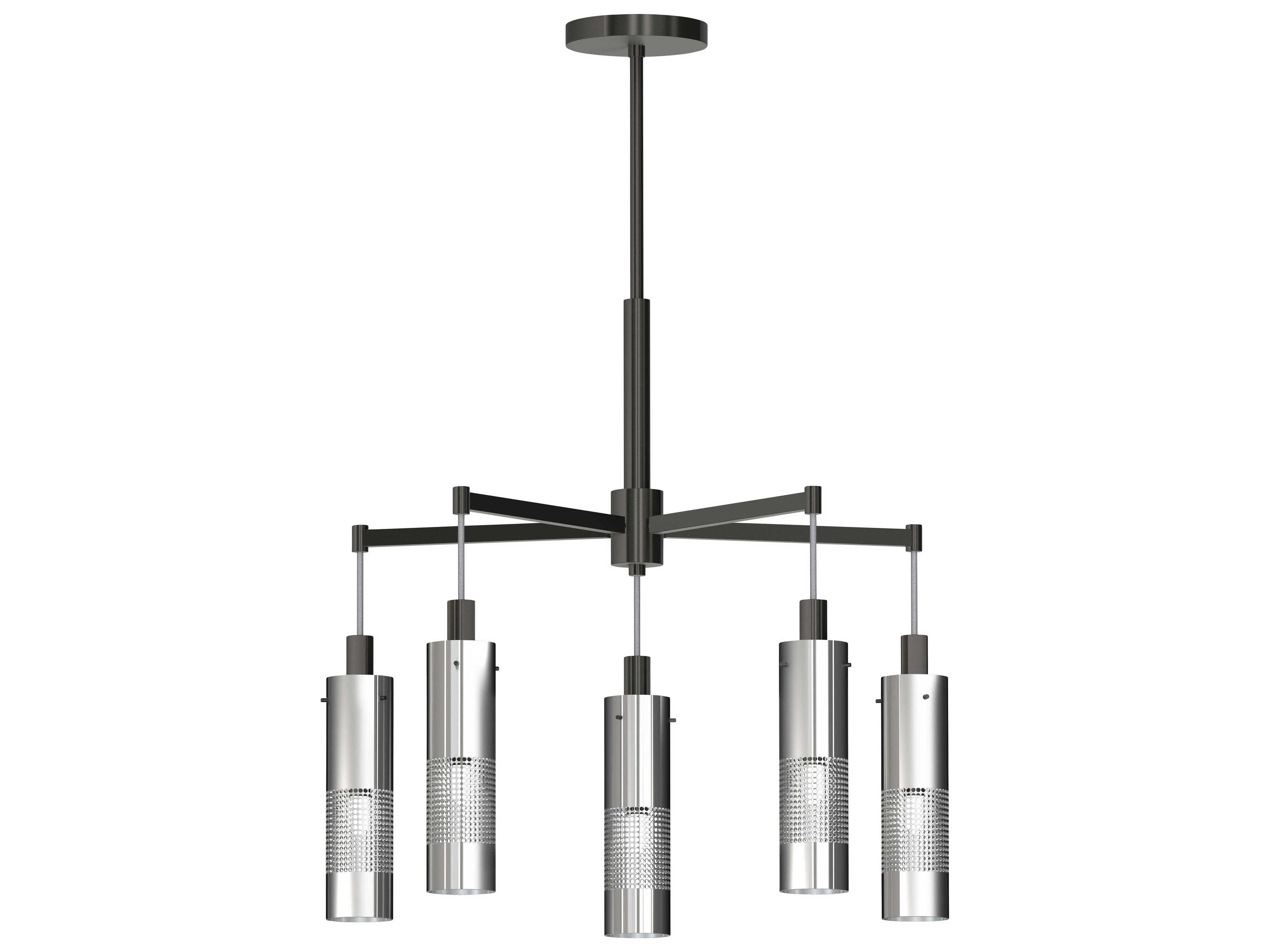 George Kovacs Grid 5-Light Coal Brushed Nickel Cylinder Chandelier