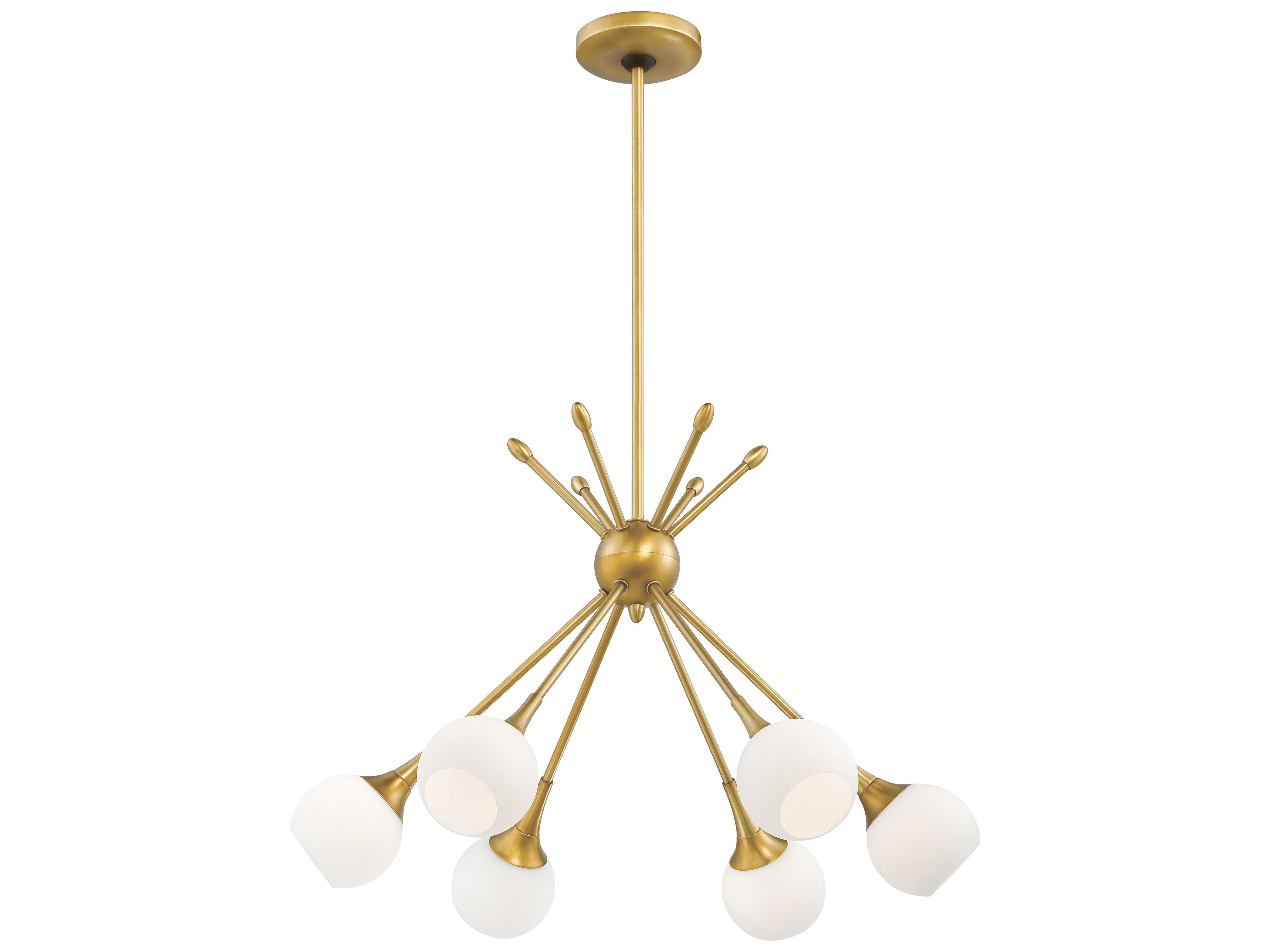 George Kovacs Pontil 6-Light Honey Gold Glass Globe Sputnik Chandelier