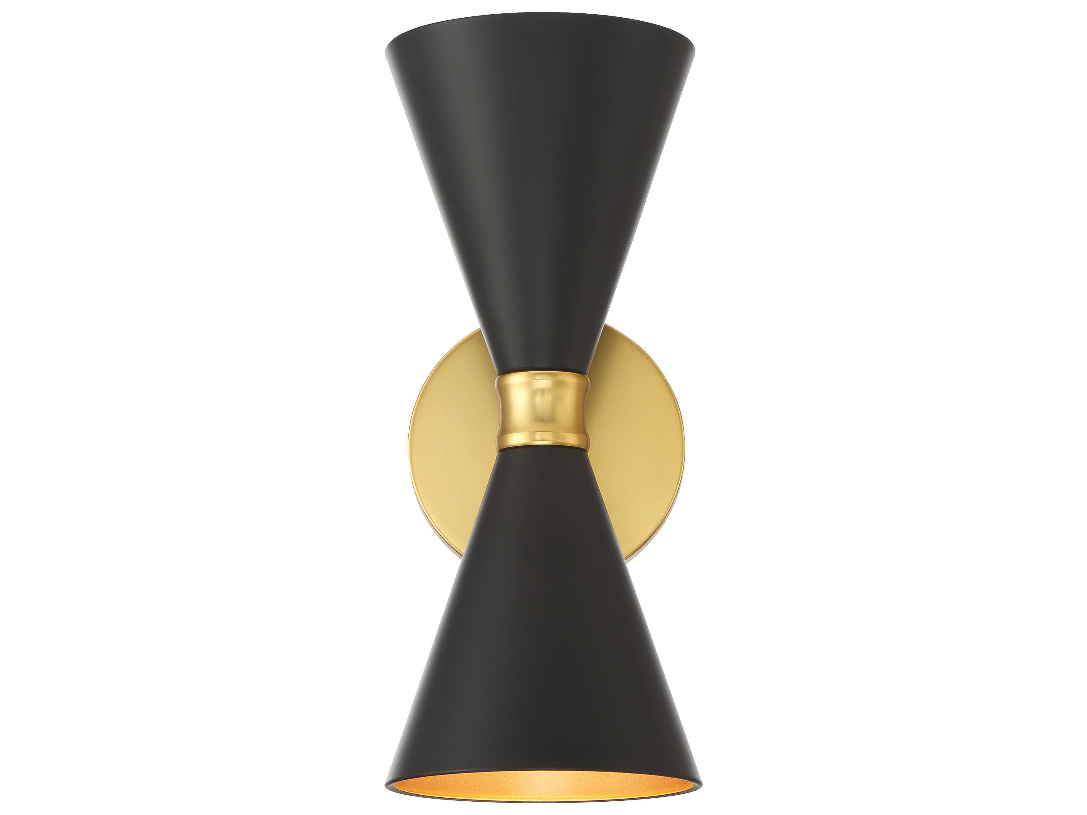 George Kovacs Conic 2-Light Coal Honey Gold Black Wall Sconce