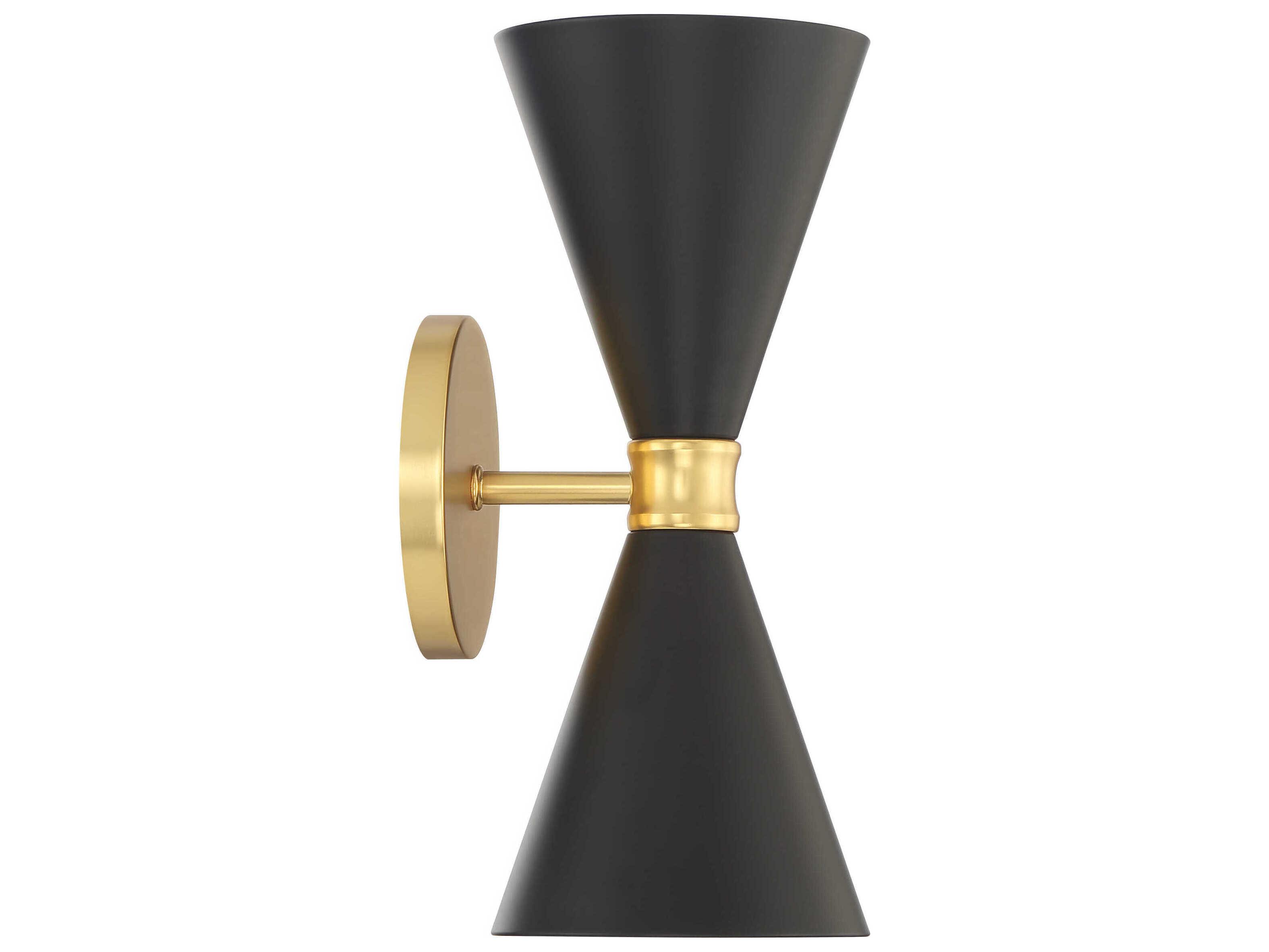 George Kovacs Conic 2-Light Coal Honey Gold Black Wall Sconce
