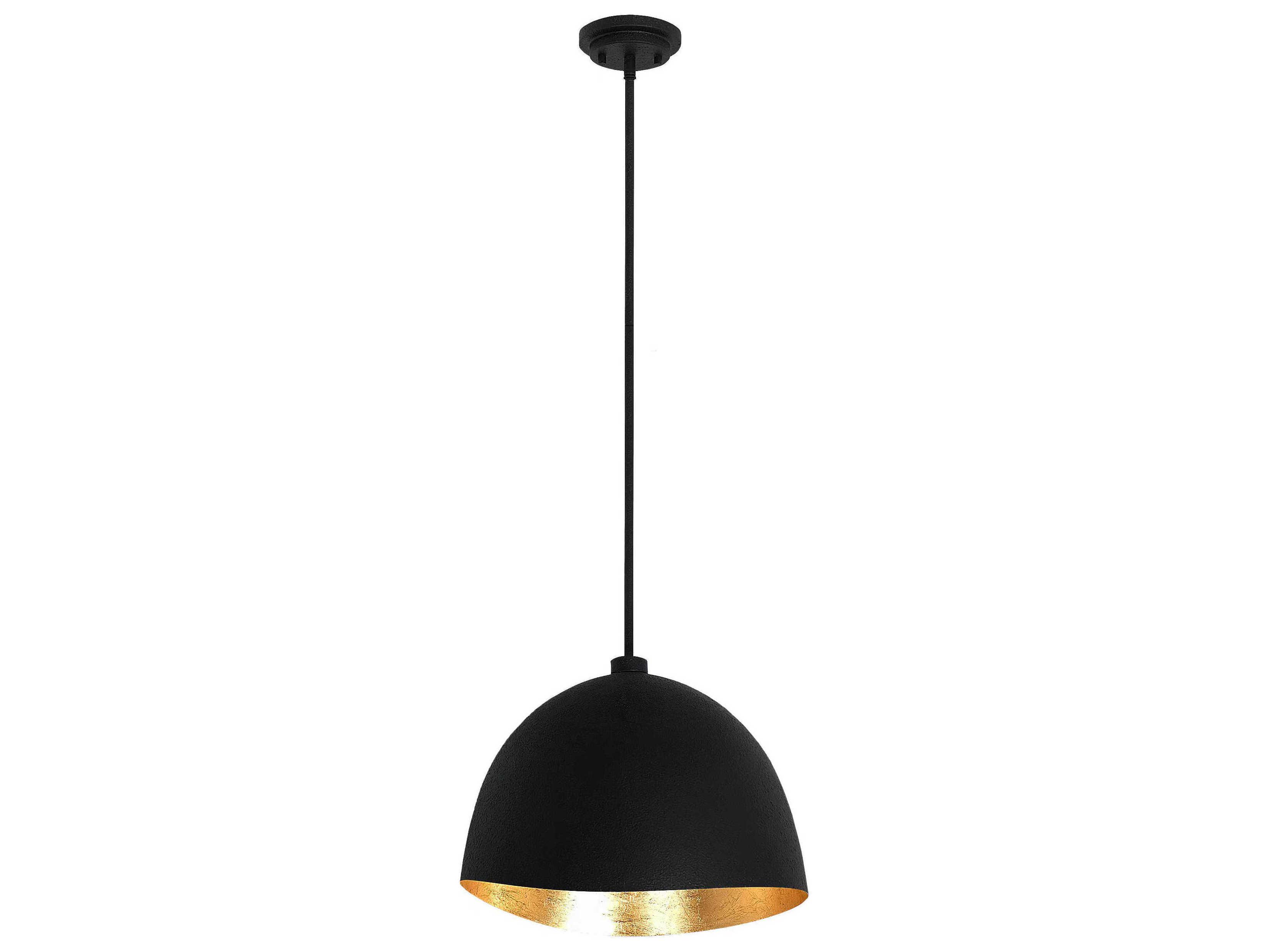George Kovacs Eclos 1-Light Sand Coal Gold Leaf Black Dome Pendant