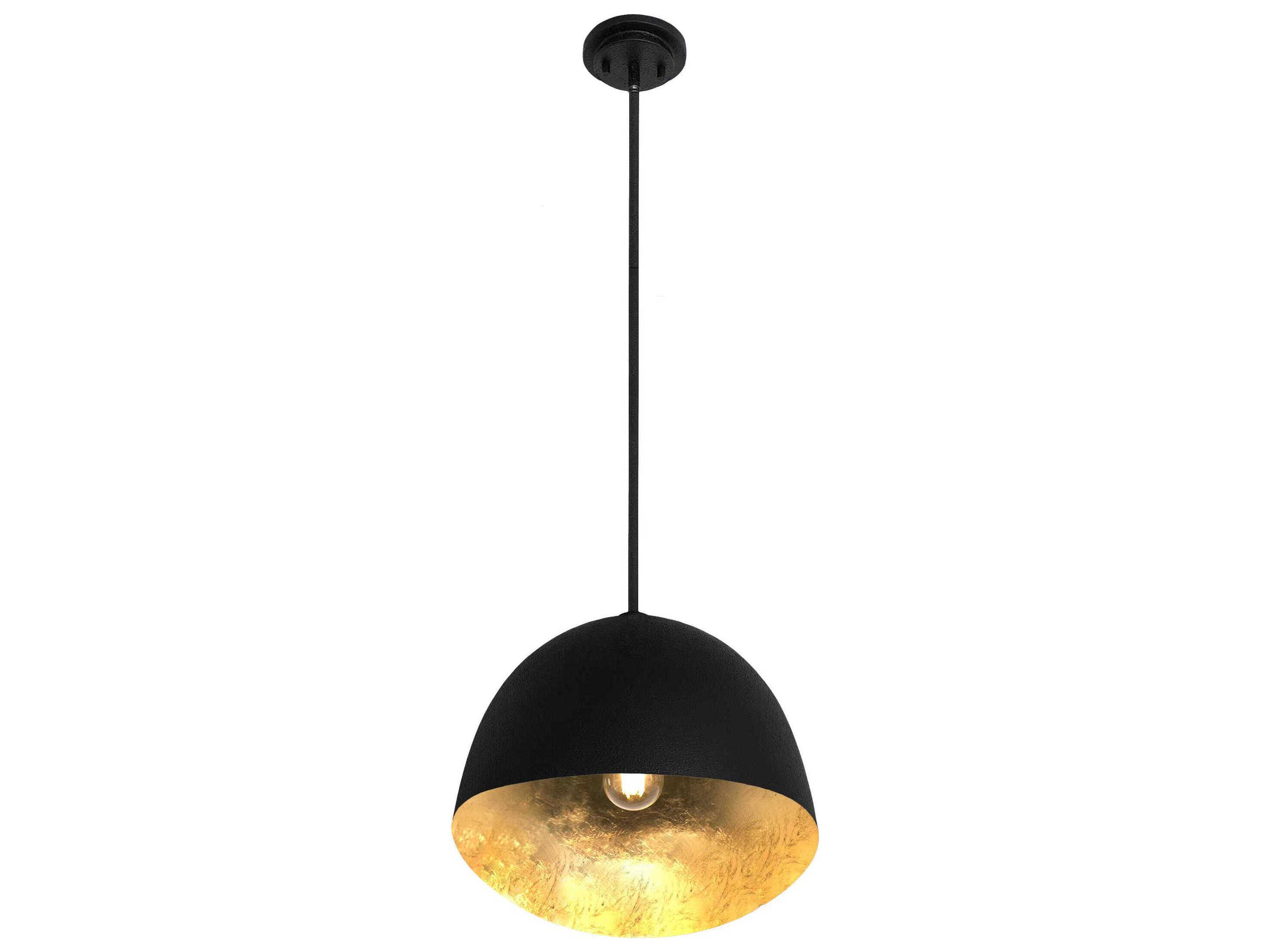 George Kovacs Eclos 1-Light Sand Coal Gold Leaf Black Dome Pendant