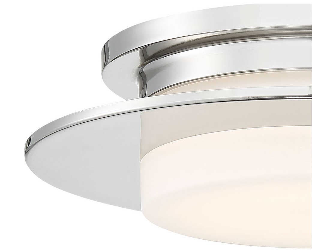 George Kovacs Press 1-Light Polished Nickel Glass LED Drum Linear Flush Mount