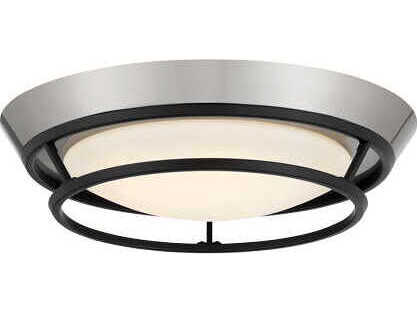 George Kovacs Beam Me Up 1-Light Coal Brushed Nickel Black Glass LED Round Flush Mount