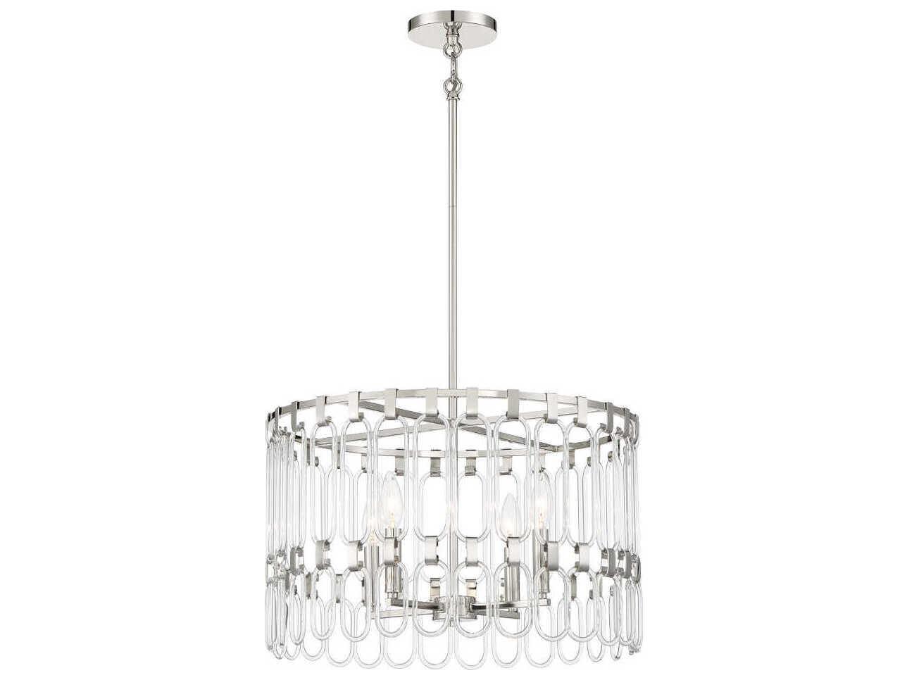 George Kovacs Charming 4-Light Polished Nickel Glass Candelabra Chandelier