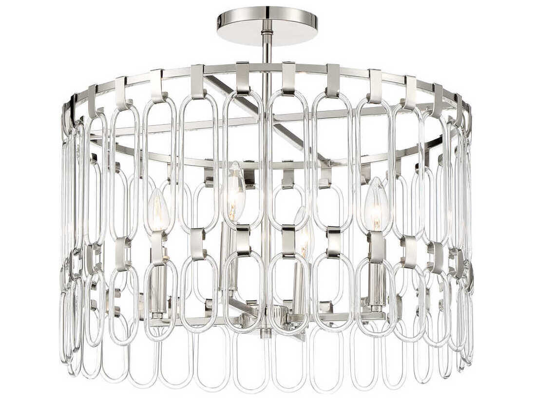 George Kovacs Charming 4-Light Polished Nickel Glass Candelabra Chandelier