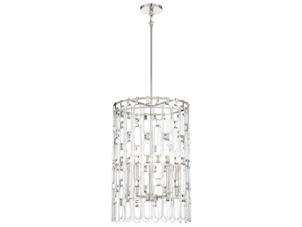 George Kovacs Charming 5-Light Polished Nickel Glass Candelabra Tiered Chandelier