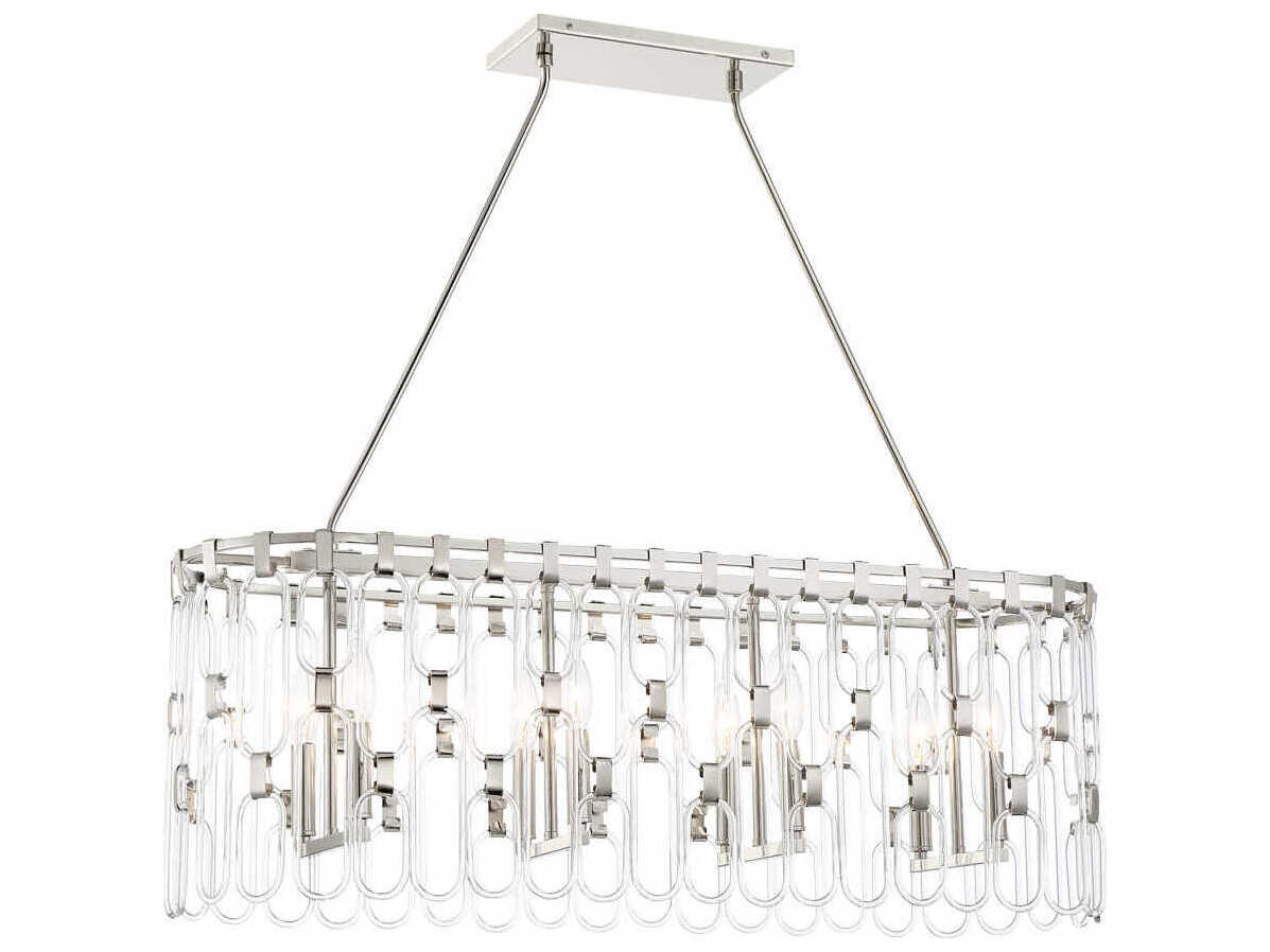 George Kovacs Charming 8-Light Polished Nickel Glass Linear Island Pendant
