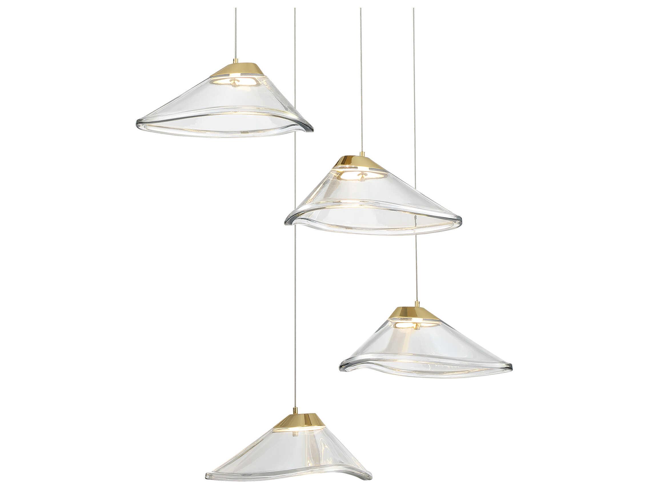 George Kovacs Sneer 4-Light Coal Sun Gold Black Glass LED Pendant