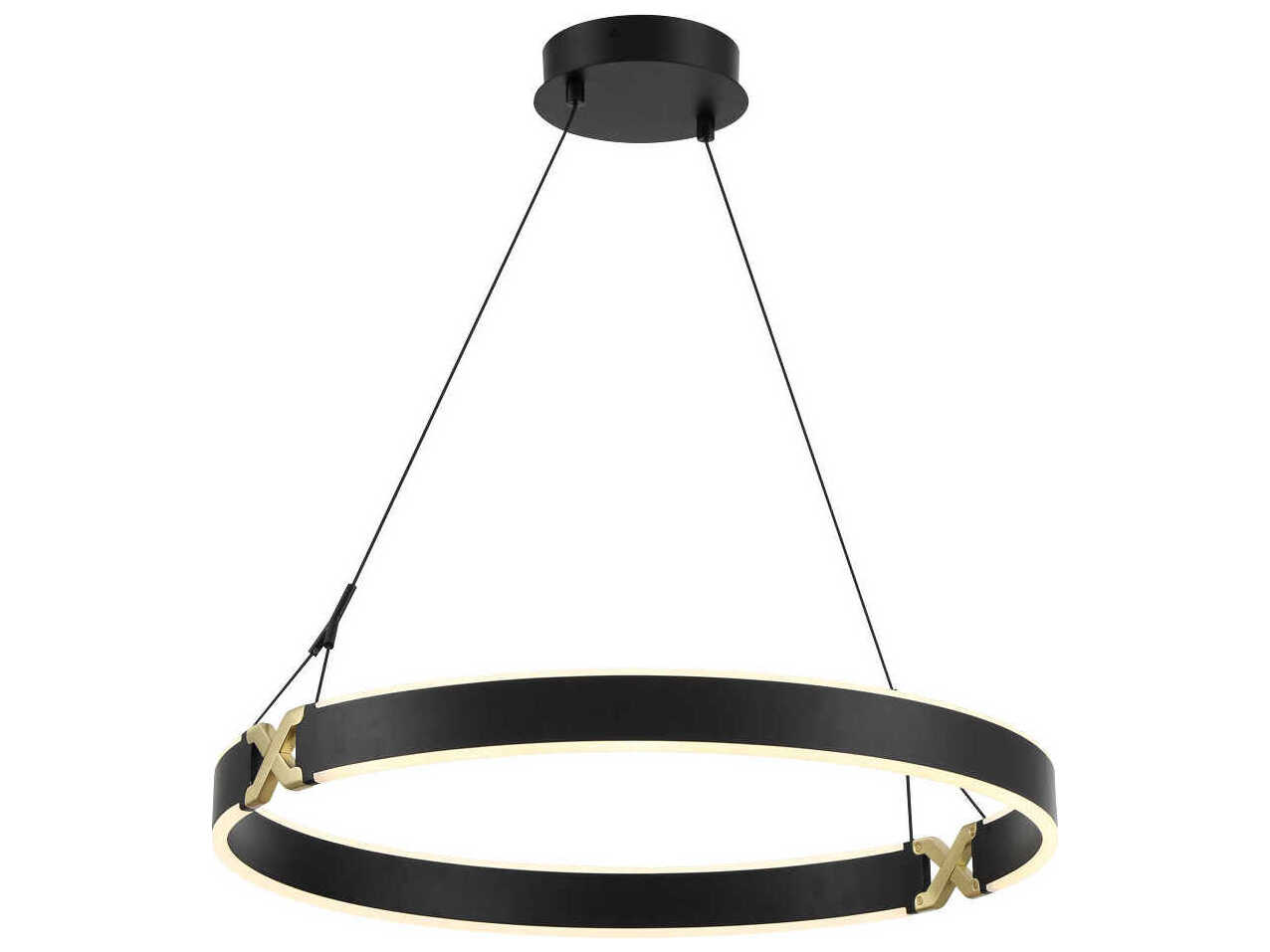 George Kovacs Recovery X 1-Light Coal Satin Brass Black LED Round Pendant