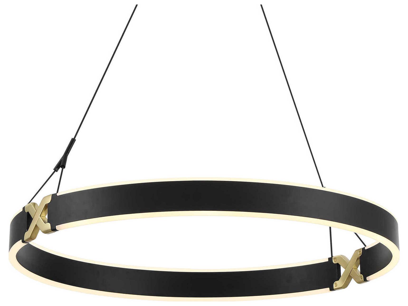 George Kovacs Recovery X 1-Light Coal Satin Brass Black LED Round Pendant