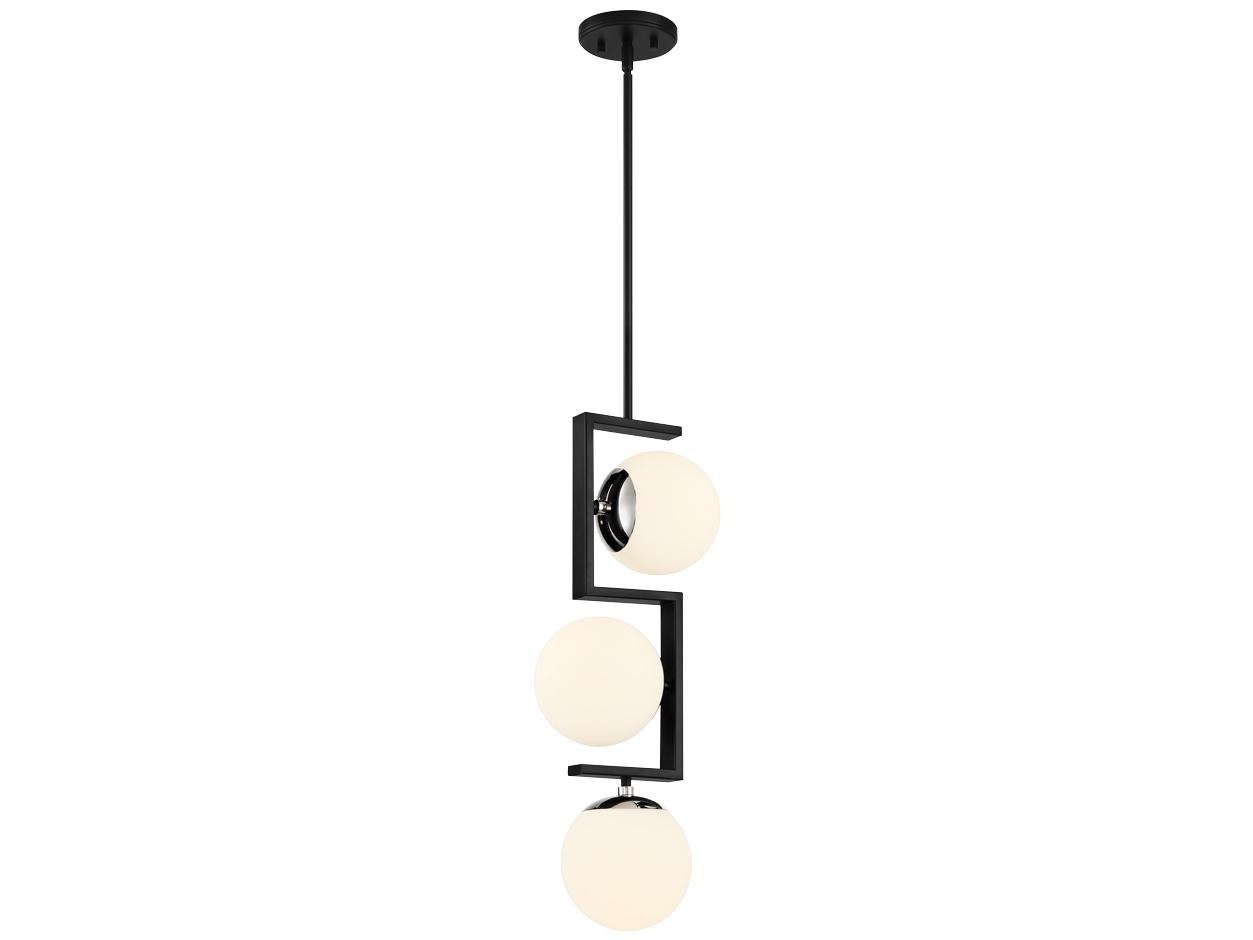 George Kovacs Alluria 3-Light Coal Polished Nickel Black Glass Globe Mini Pendant